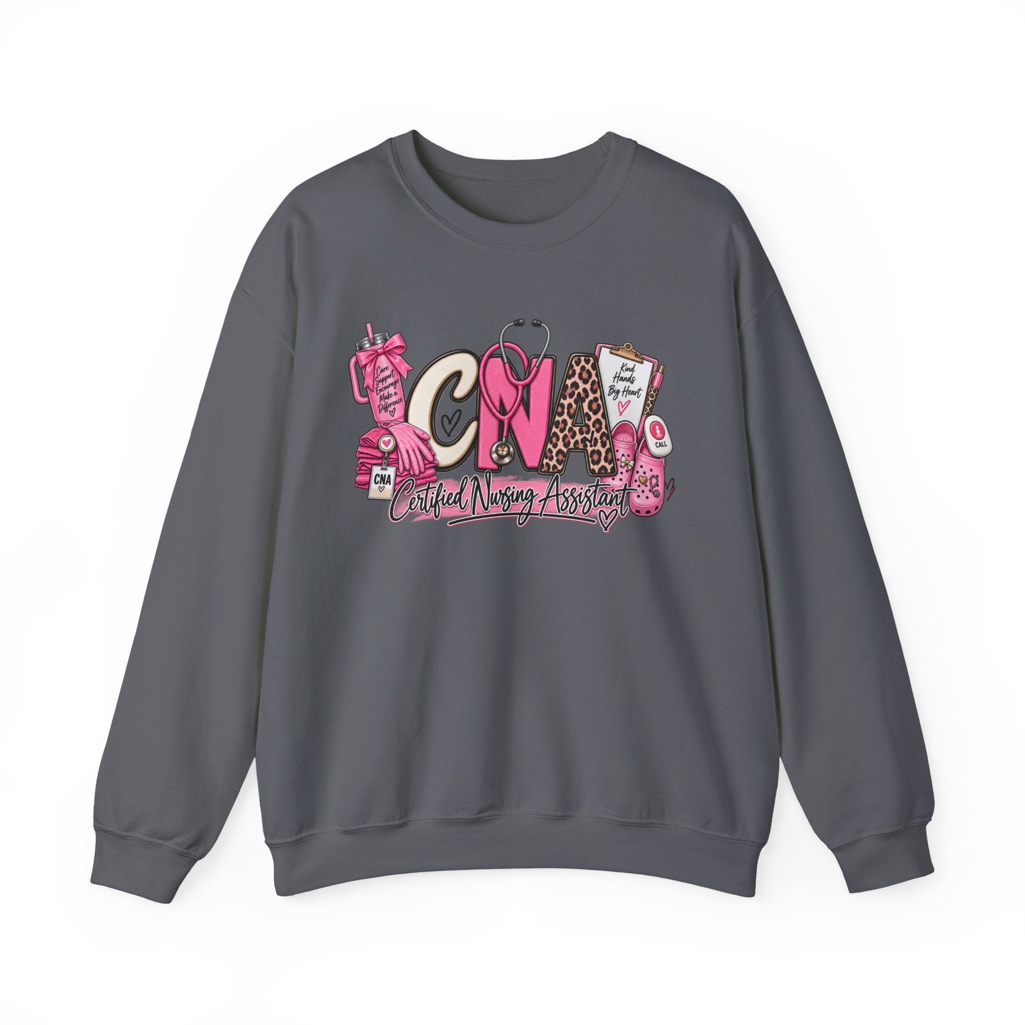 CNA Crewneck Sweatshirt – Cute Pink Certified Nursing Assistant Design