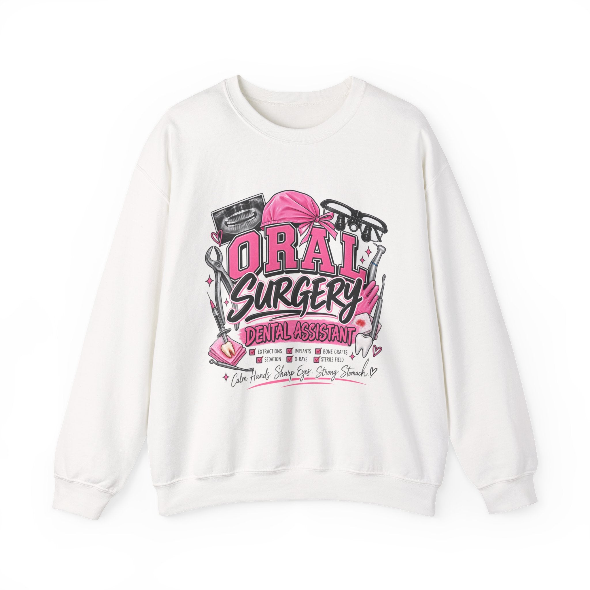 Oral Surgery Dental Assistant Crewneck Sweatshirt — Pink Dental Team Pullover