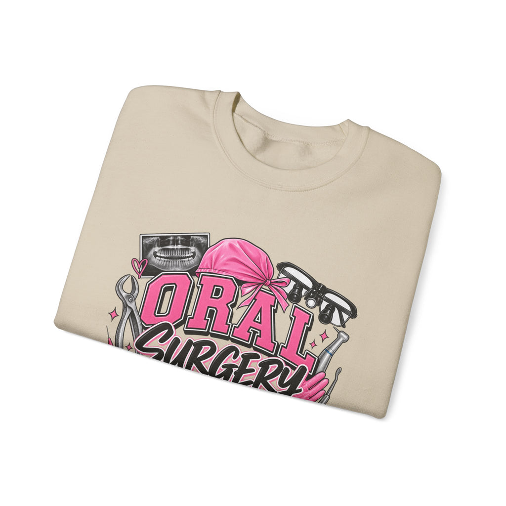 Oral Surgery Dental Assistant Crewneck Sweatshirt — Pink Dental Team Pullover