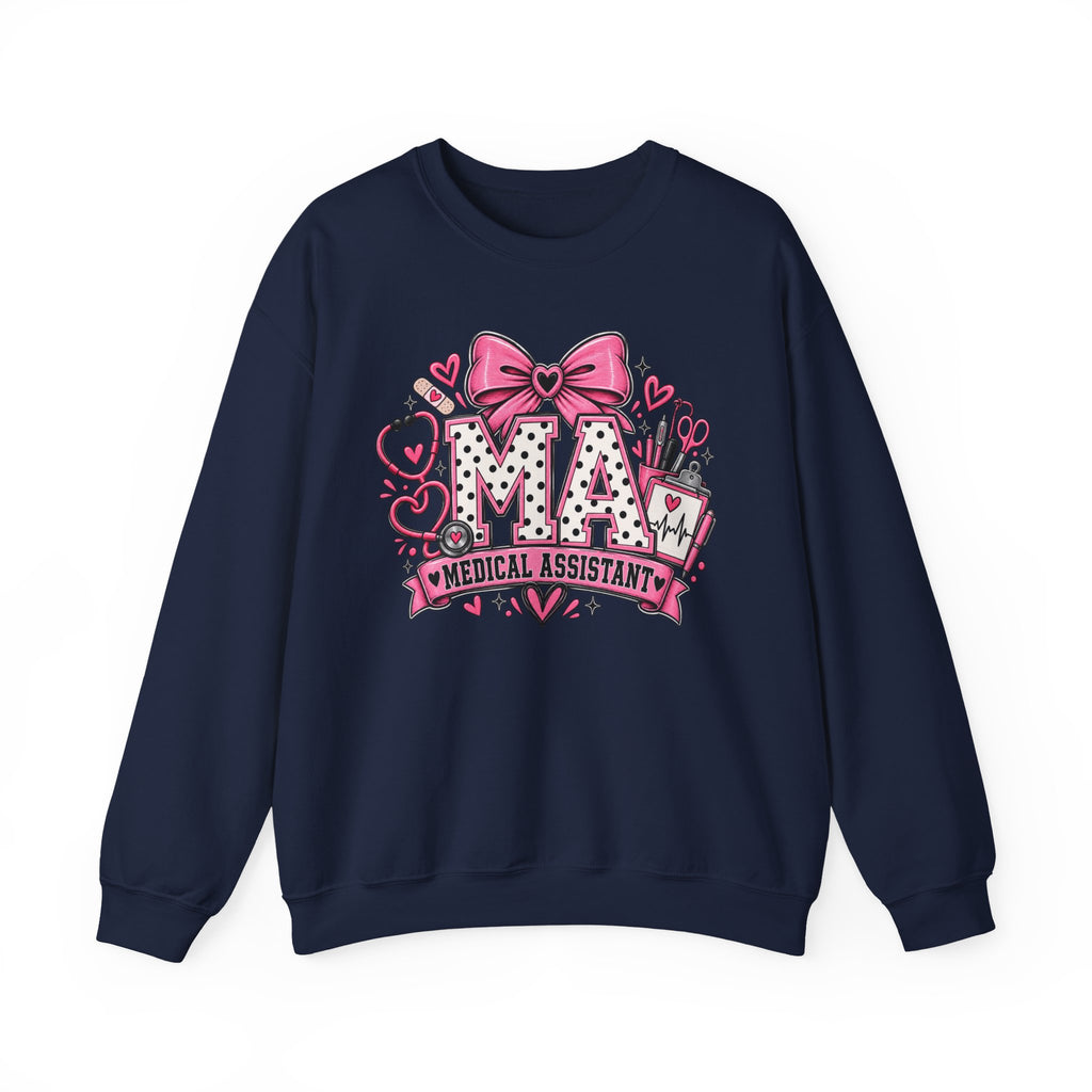 Medical Assistant Crewneck Sweatshirt — Cute Pink MA Design
