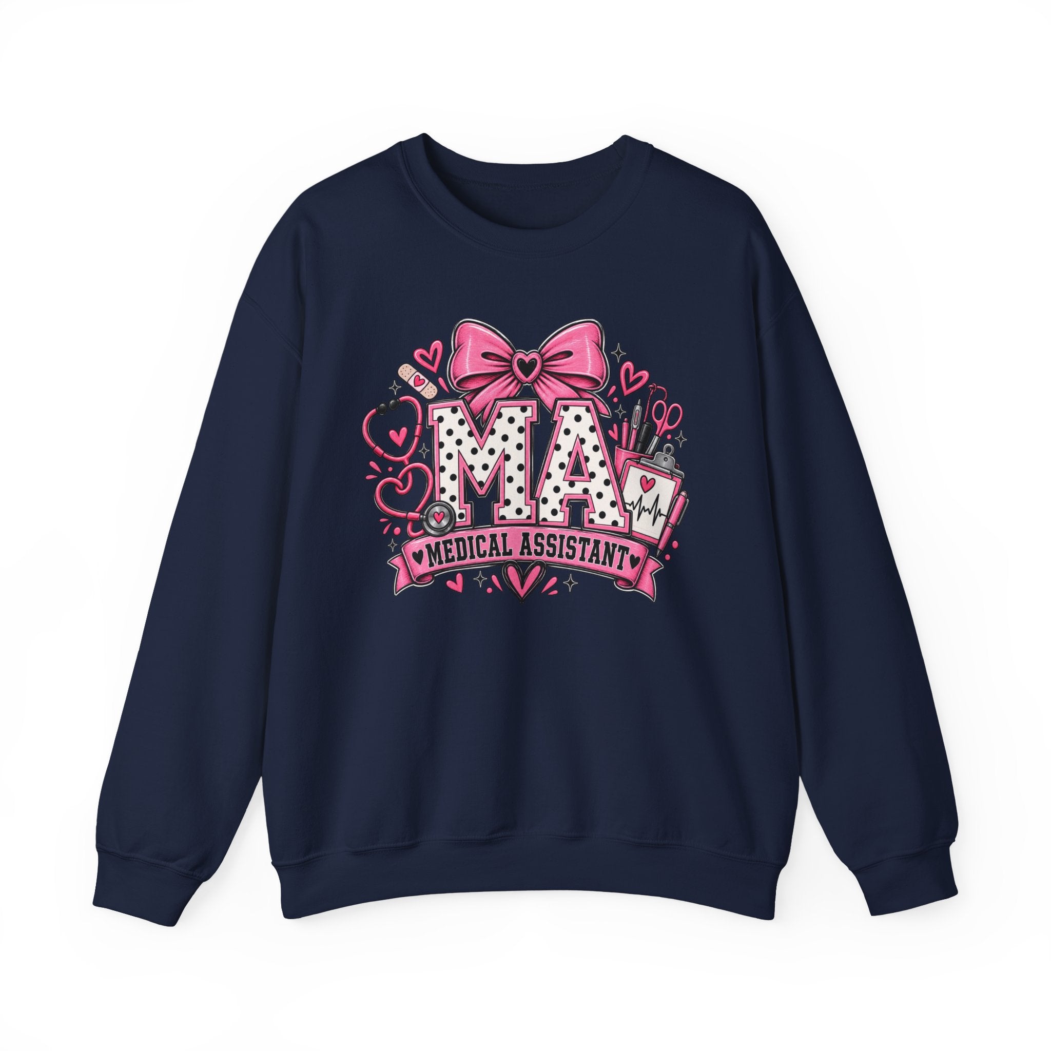 Medical Assistant Crewneck Sweatshirt — Cute Pink MA Design