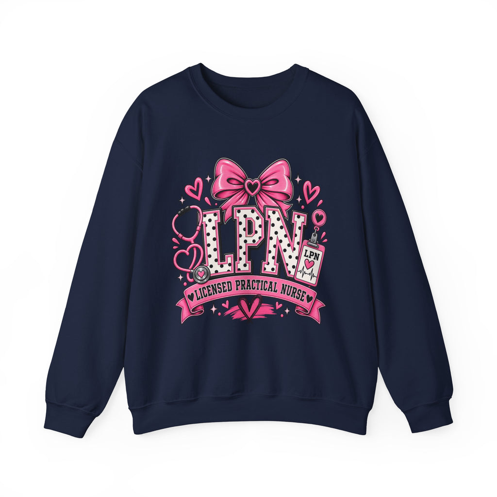 LPN Licensed Practical Nurse Pink Bow Crewneck Sweatshirt