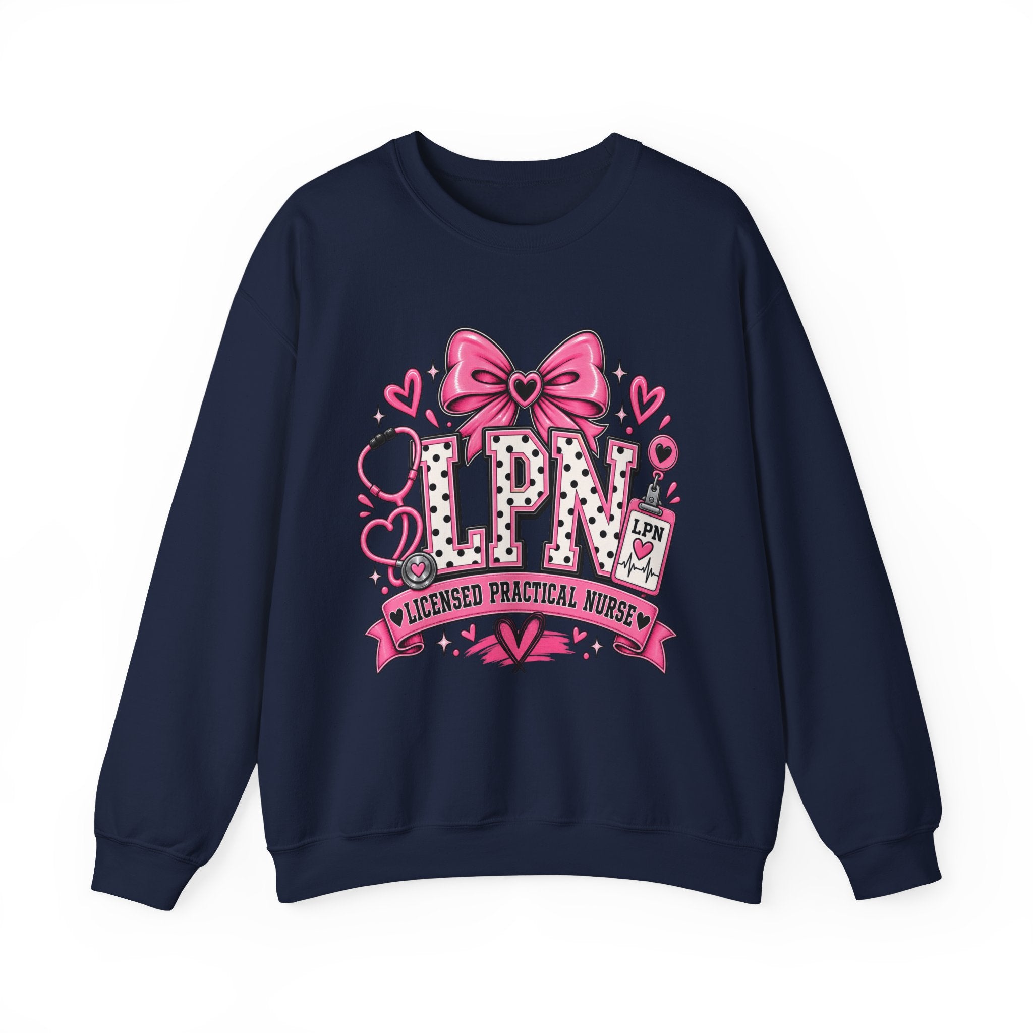 LPN Licensed Practical Nurse Pink Bow Crewneck Sweatshirt