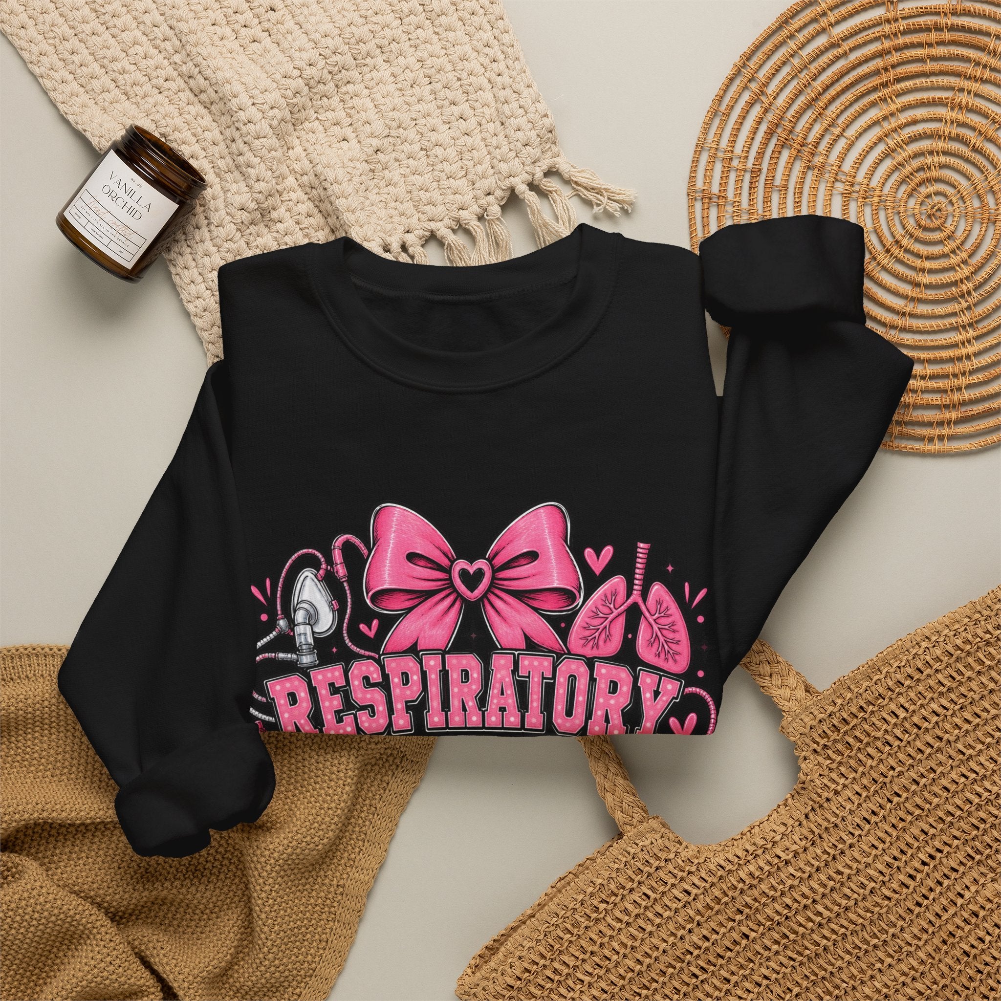 Respiratory Therapist Student Crewneck Sweatshirt — Pink Medical School Gift