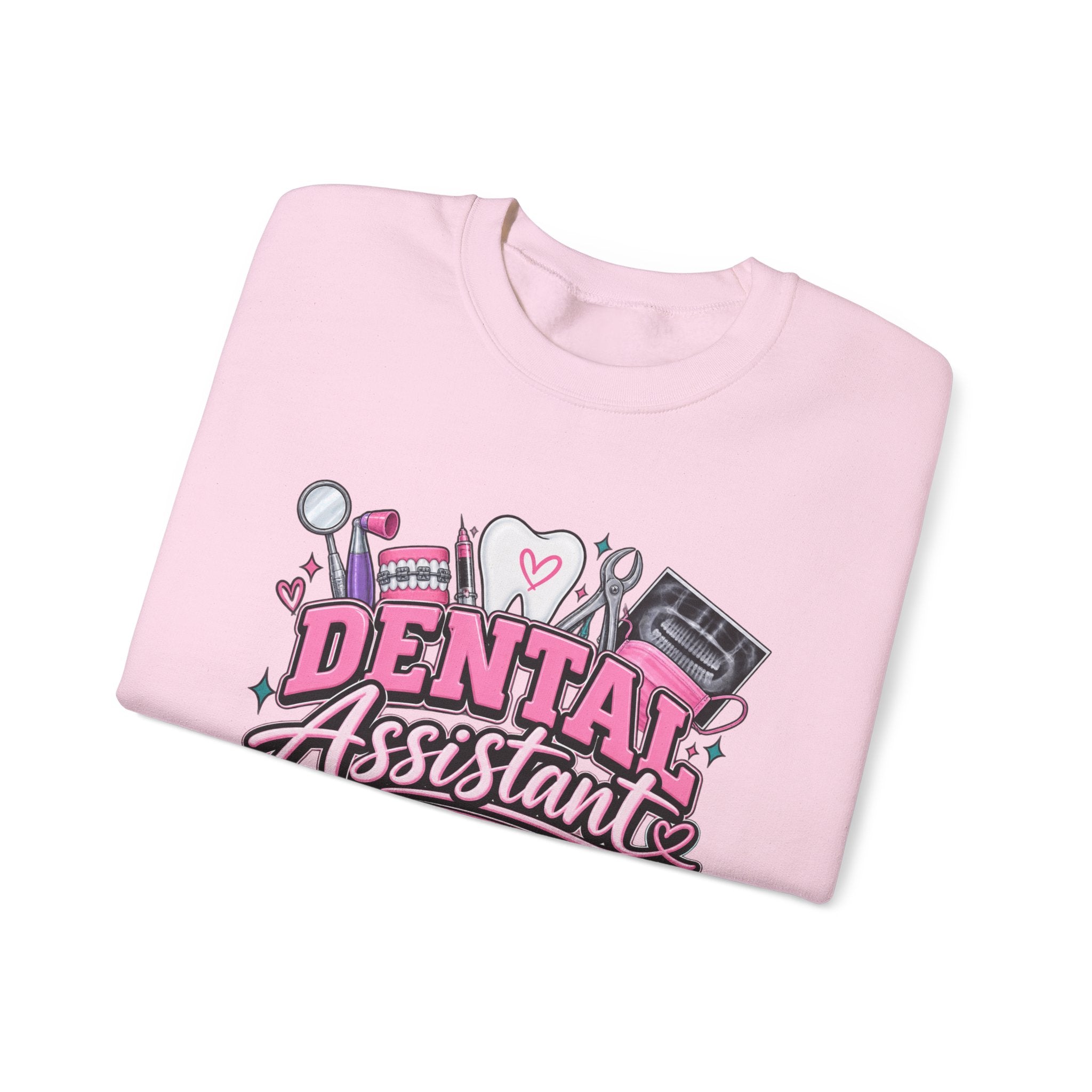 Dental Assistant Crewneck Sweatshirt — Cute Pink Medical Tools Design