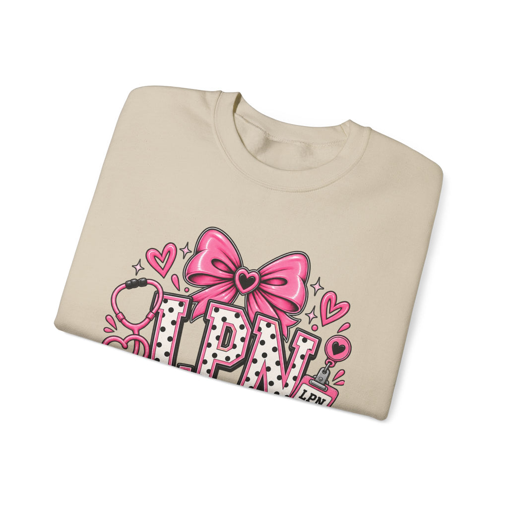LPN Licensed Practical Nurse Pink Bow Crewneck Sweatshirt