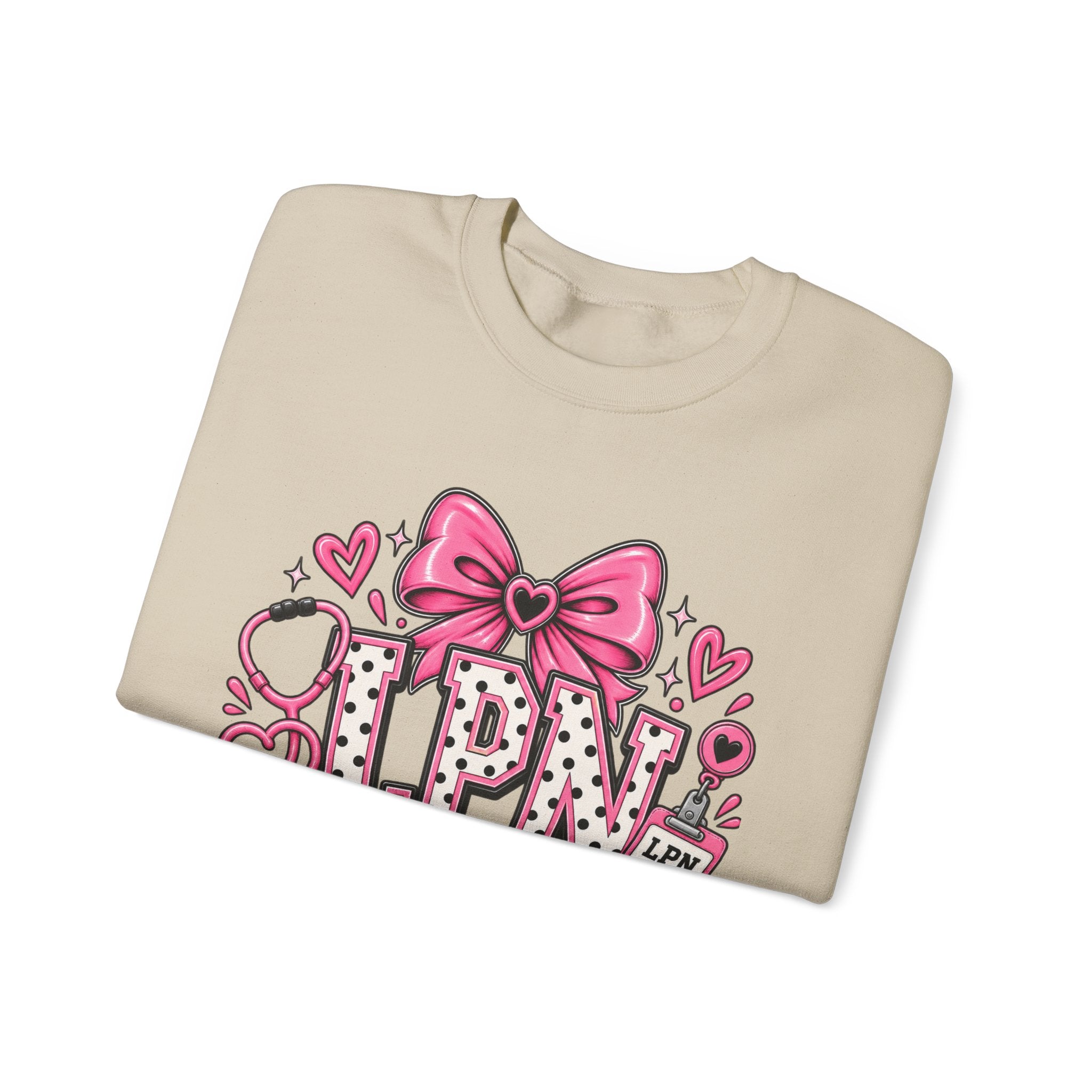 LPN Licensed Practical Nurse Pink Bow Crewneck Sweatshirt