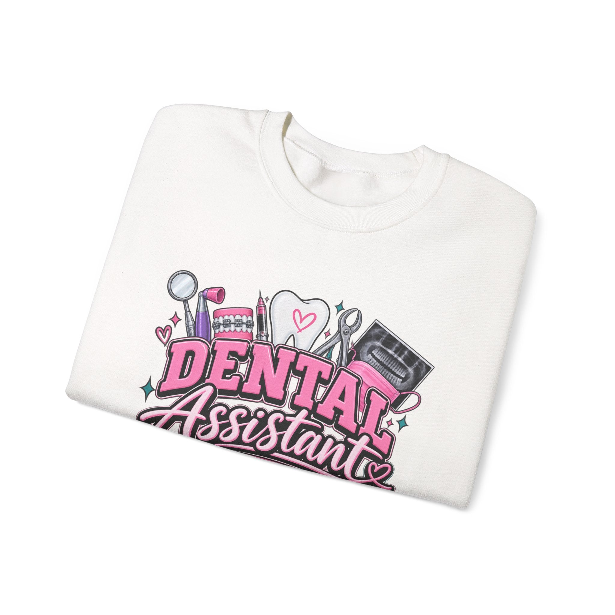 Dental Assistant Crewneck Sweatshirt — Cute Pink Medical Tools Design