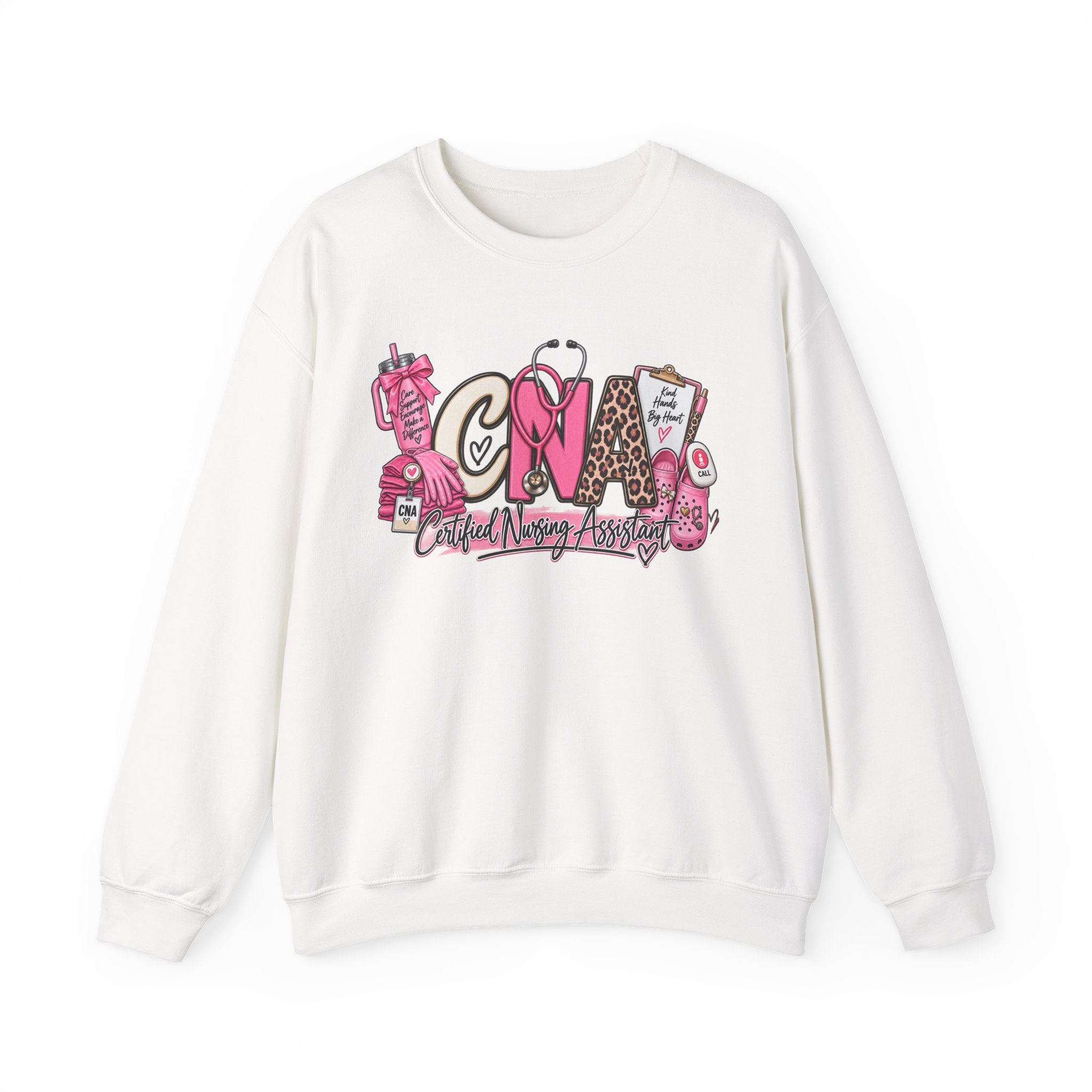 CNA Crewneck Sweatshirt – Cute Pink Certified Nursing Assistant Design