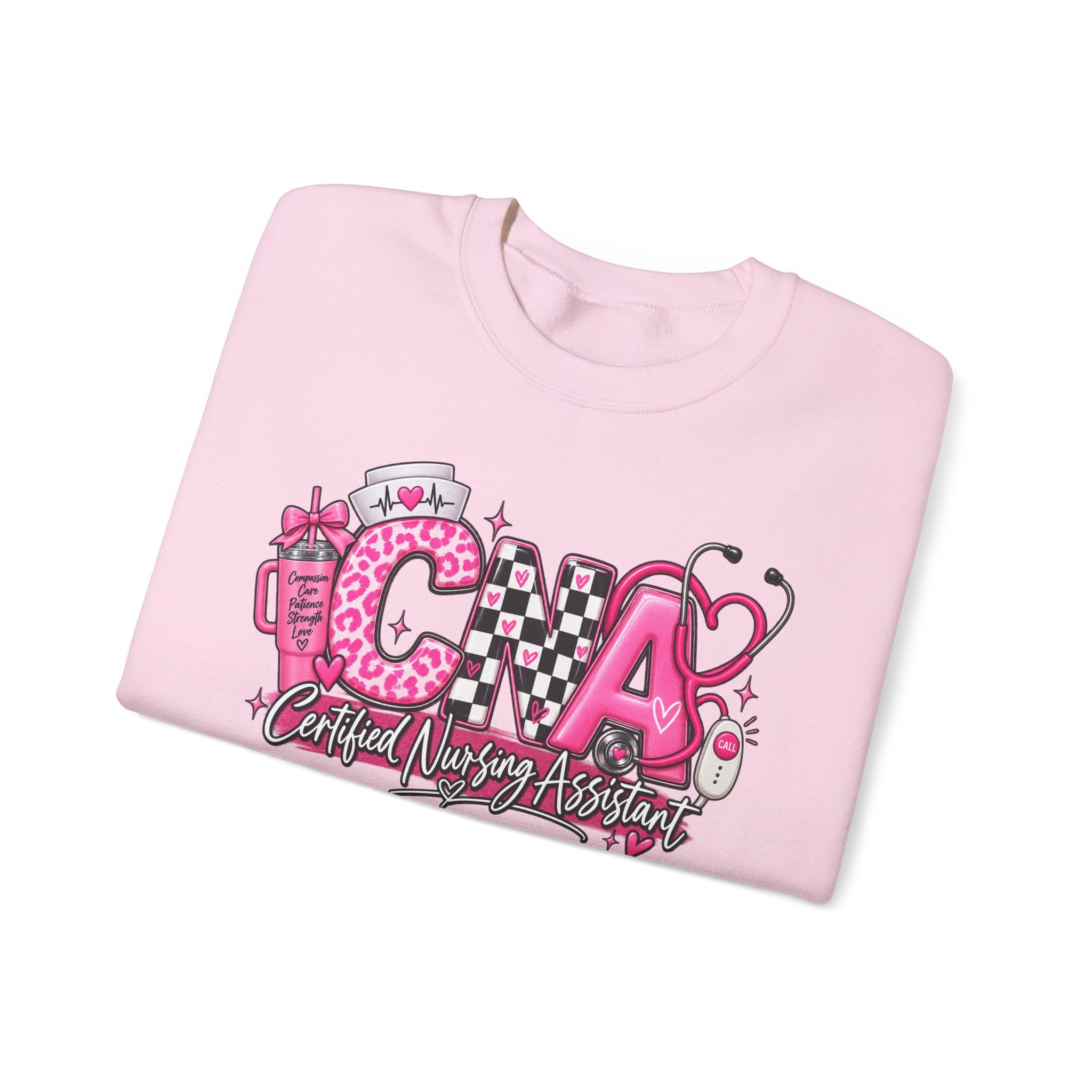 CNA Crewneck Sweatshirt – Pink Nursing Assistant Graphic Pullover