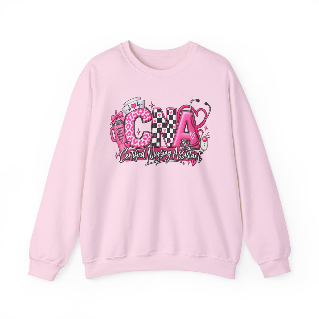 CNA Crewneck Sweatshirt – Pink Nursing Assistant Graphic Pullover