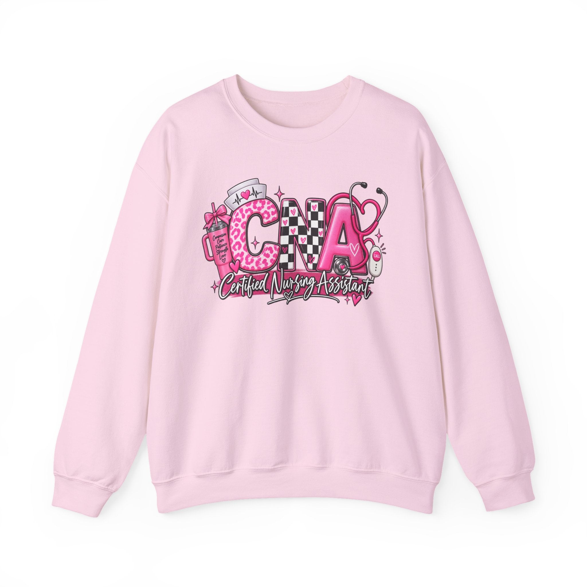 CNA Crewneck Sweatshirt – Pink Nursing Assistant Graphic Pullover