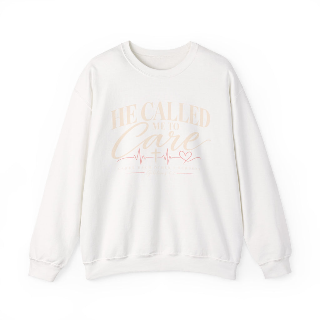 He Called Me to Care Crewneck Sweatshirt — Nurse & Healthcare Heartbeat Pullover