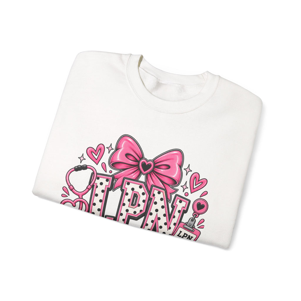 LPN Licensed Practical Nurse Pink Bow Crewneck Sweatshirt