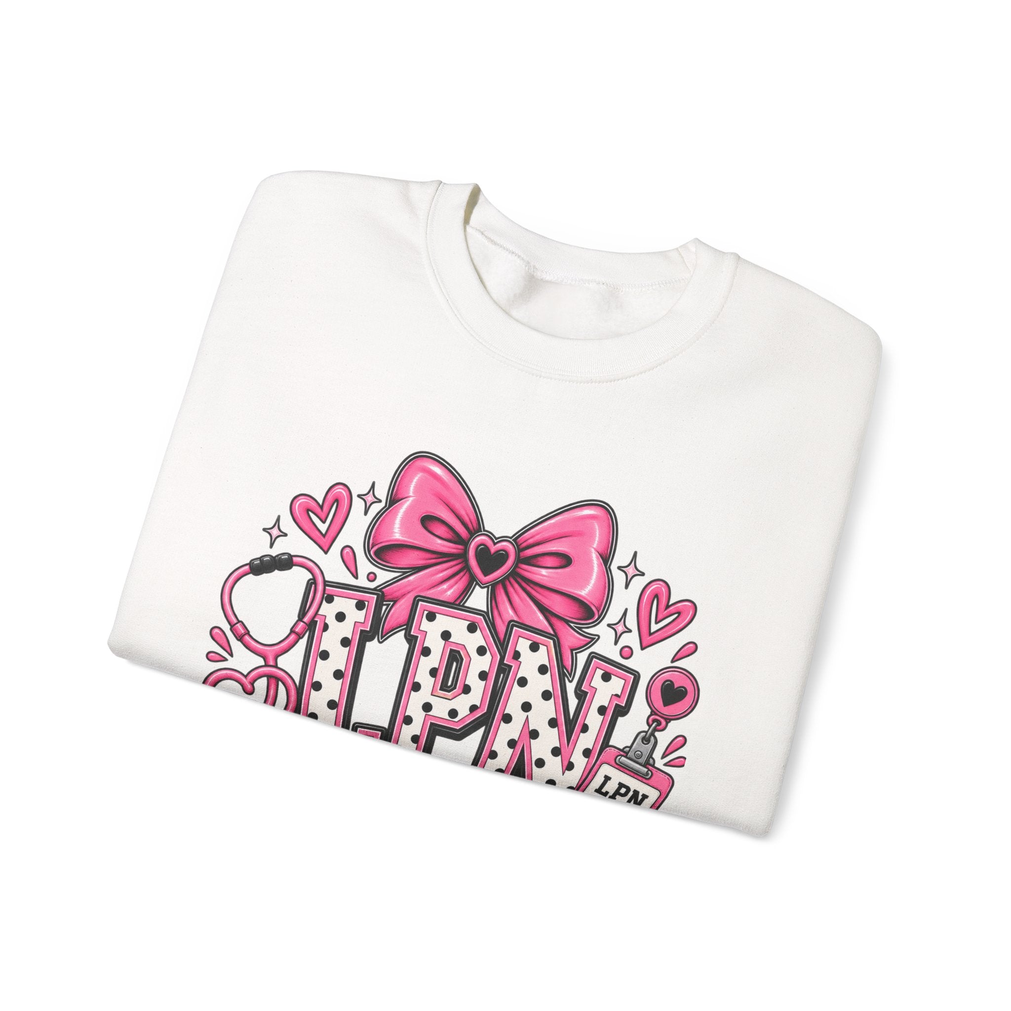 LPN Licensed Practical Nurse Pink Bow Crewneck Sweatshirt