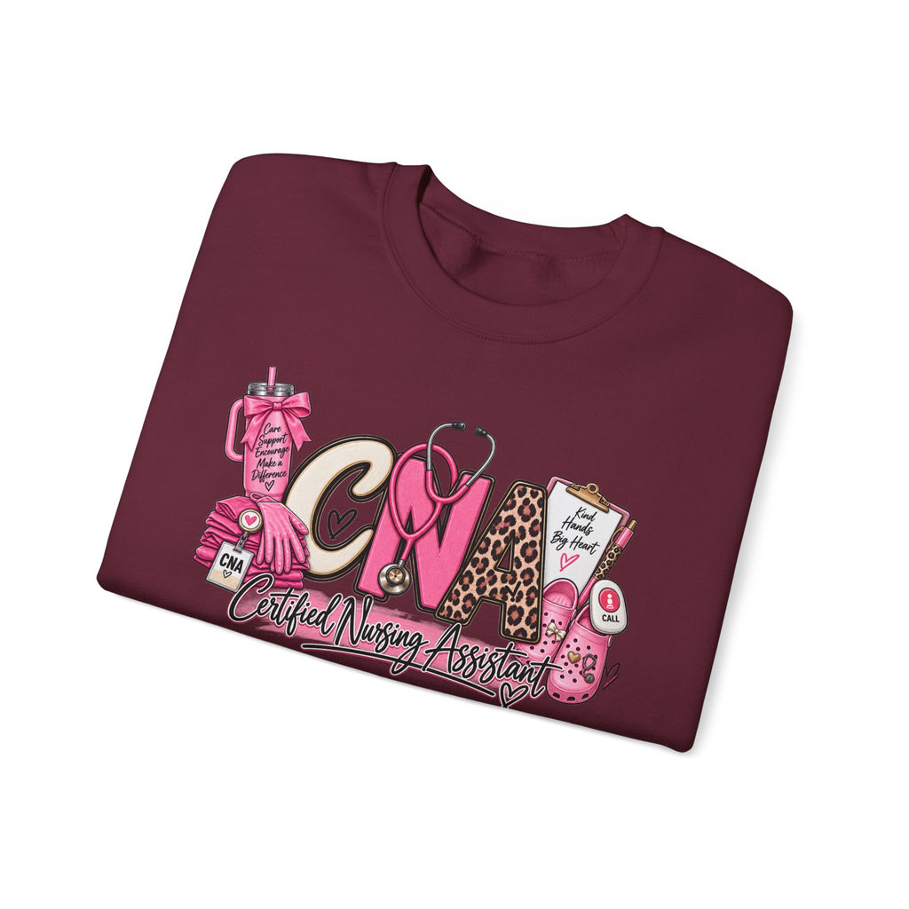 CNA Crewneck Sweatshirt – Cute Pink Certified Nursing Assistant Design