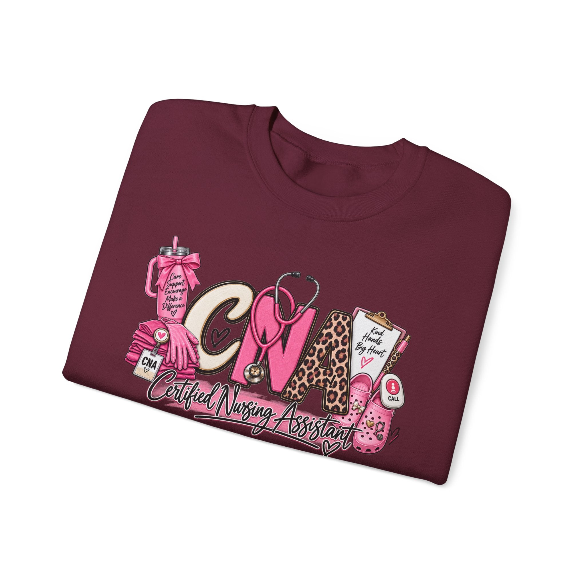 CNA Crewneck Sweatshirt – Cute Pink Certified Nursing Assistant Design