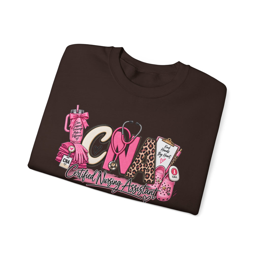 CNA Crewneck Sweatshirt – Cute Pink Certified Nursing Assistant Design
