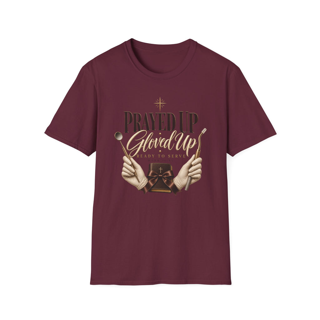 Prayed Up Gloved Up “Ready to Serve” Christian Graphic Tee