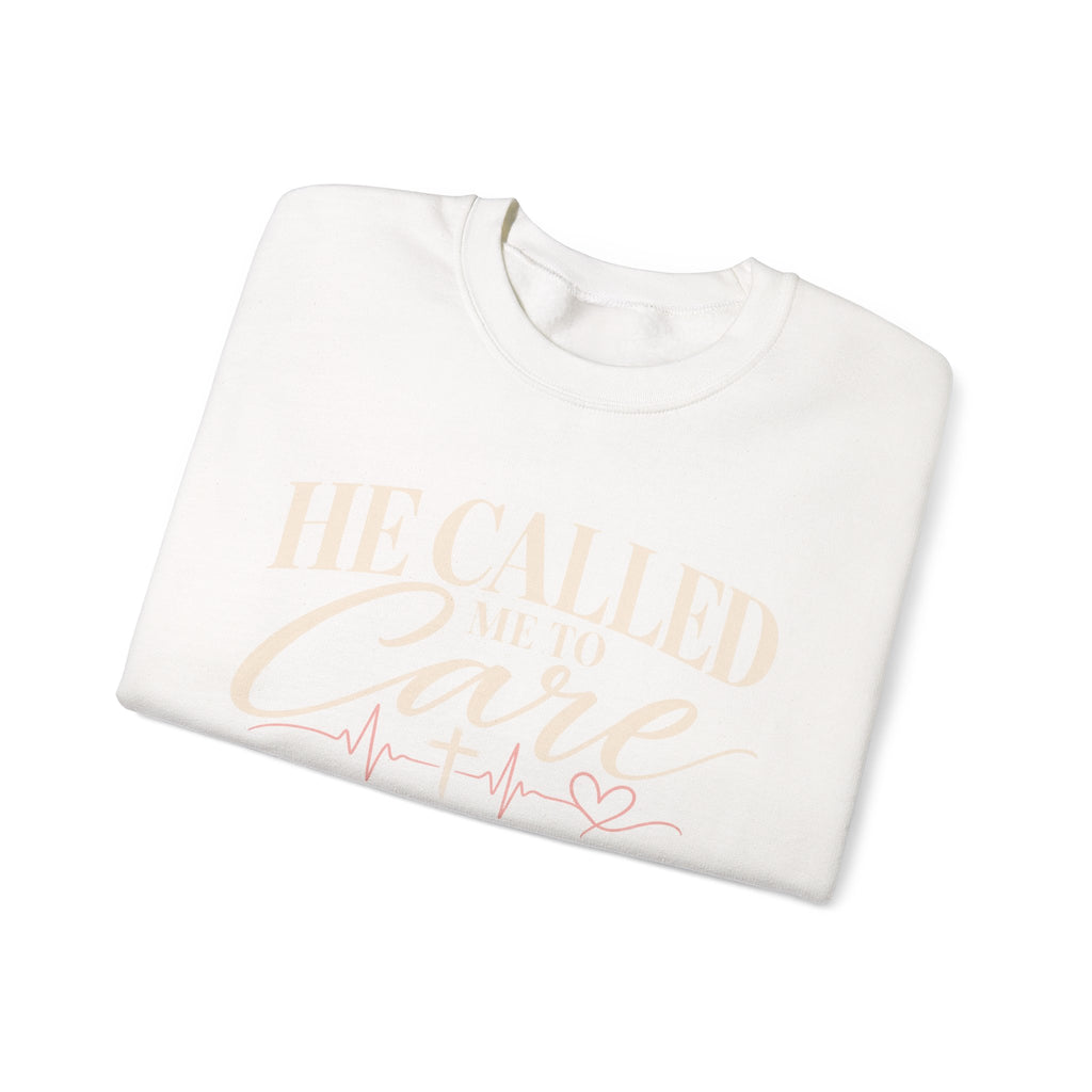 He Called Me to Care Crewneck Sweatshirt — Nurse & Healthcare Heartbeat Pullover