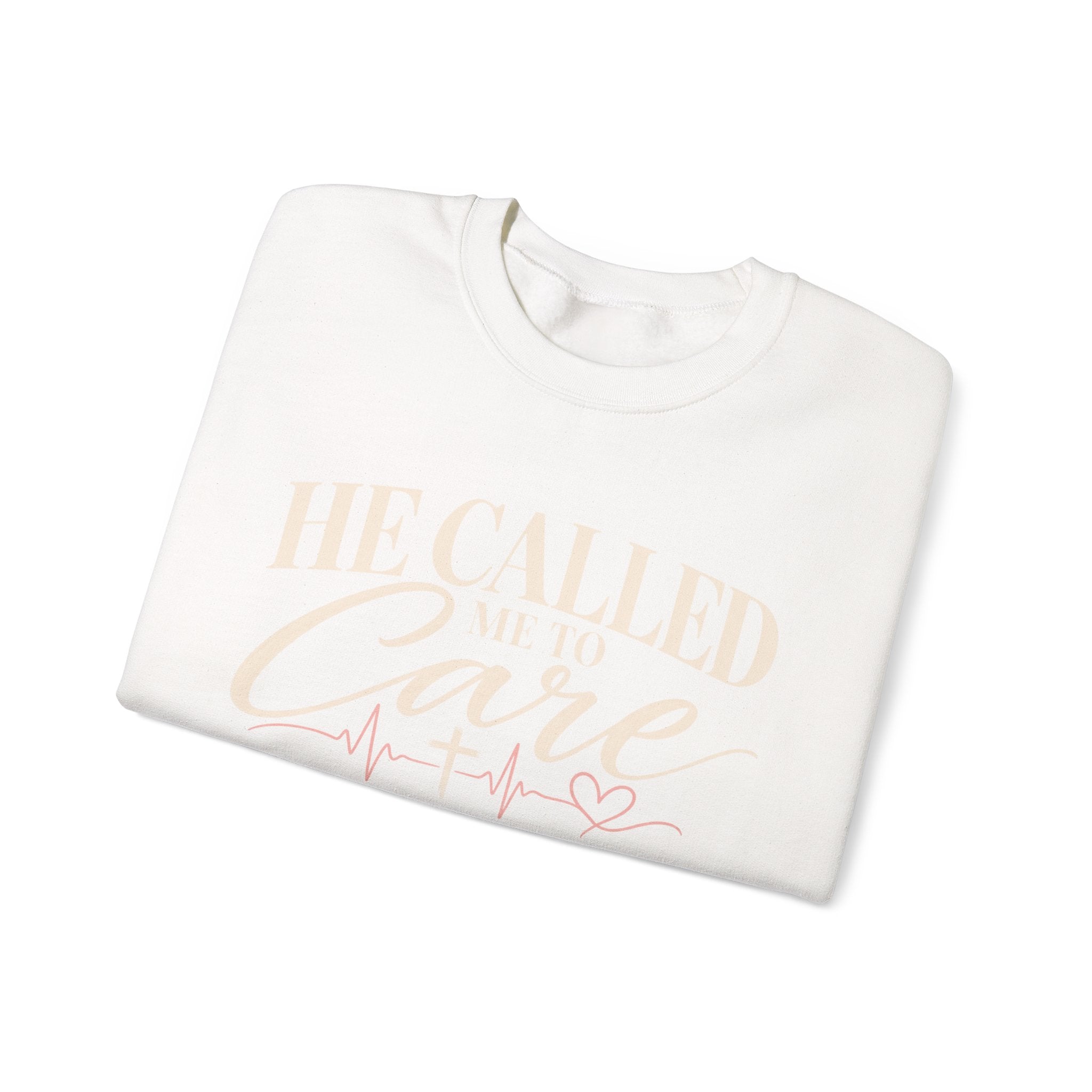 He Called Me to Care Crewneck Sweatshirt — Nurse & Healthcare Heartbeat Pullover