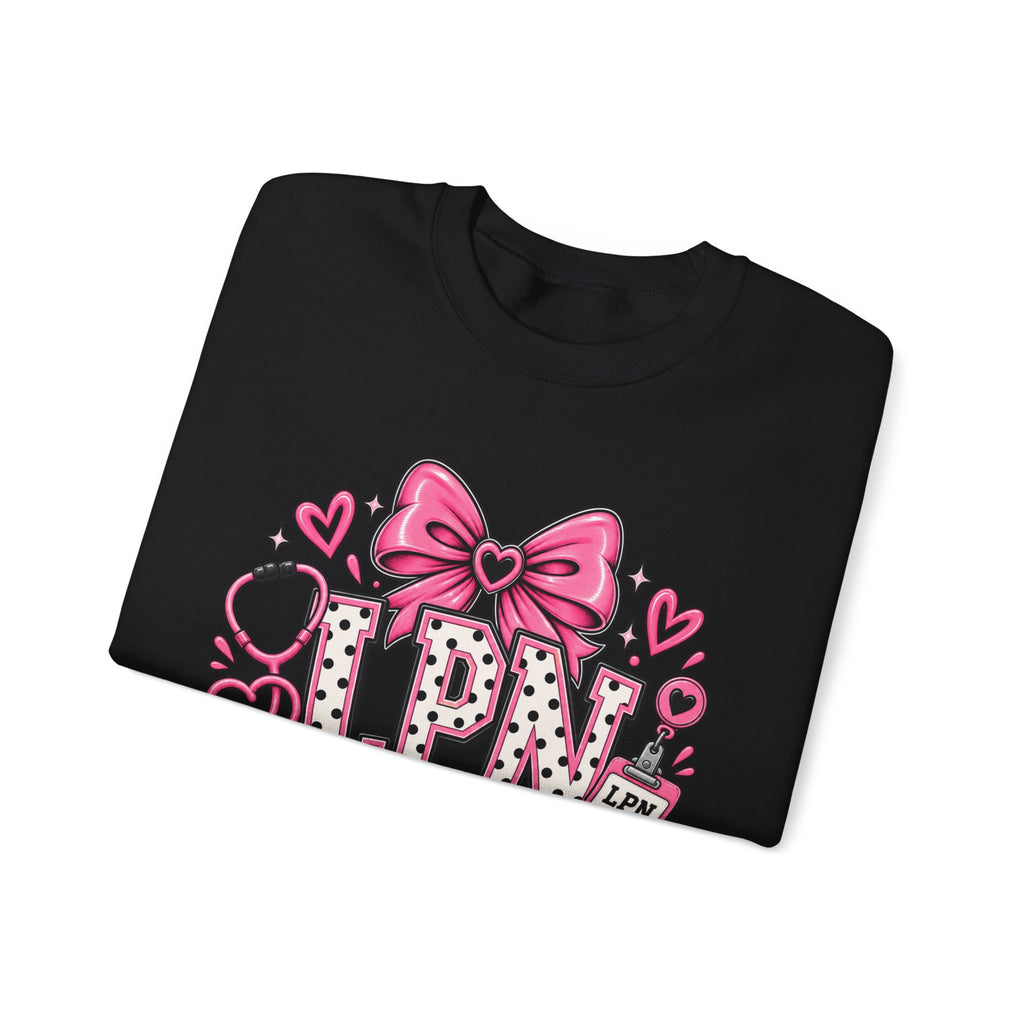 LPN Licensed Practical Nurse Pink Bow Crewneck Sweatshirt