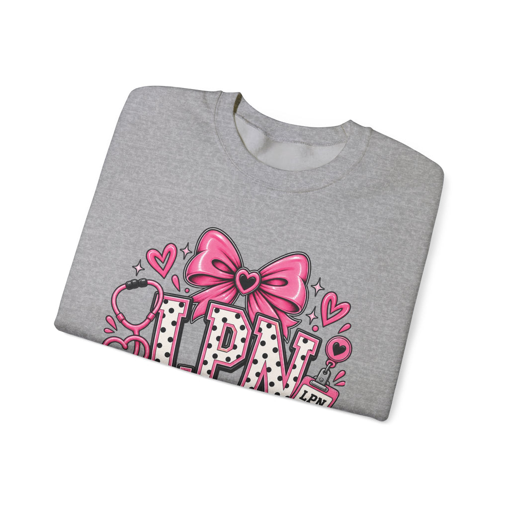 LPN Licensed Practical Nurse Pink Bow Crewneck Sweatshirt