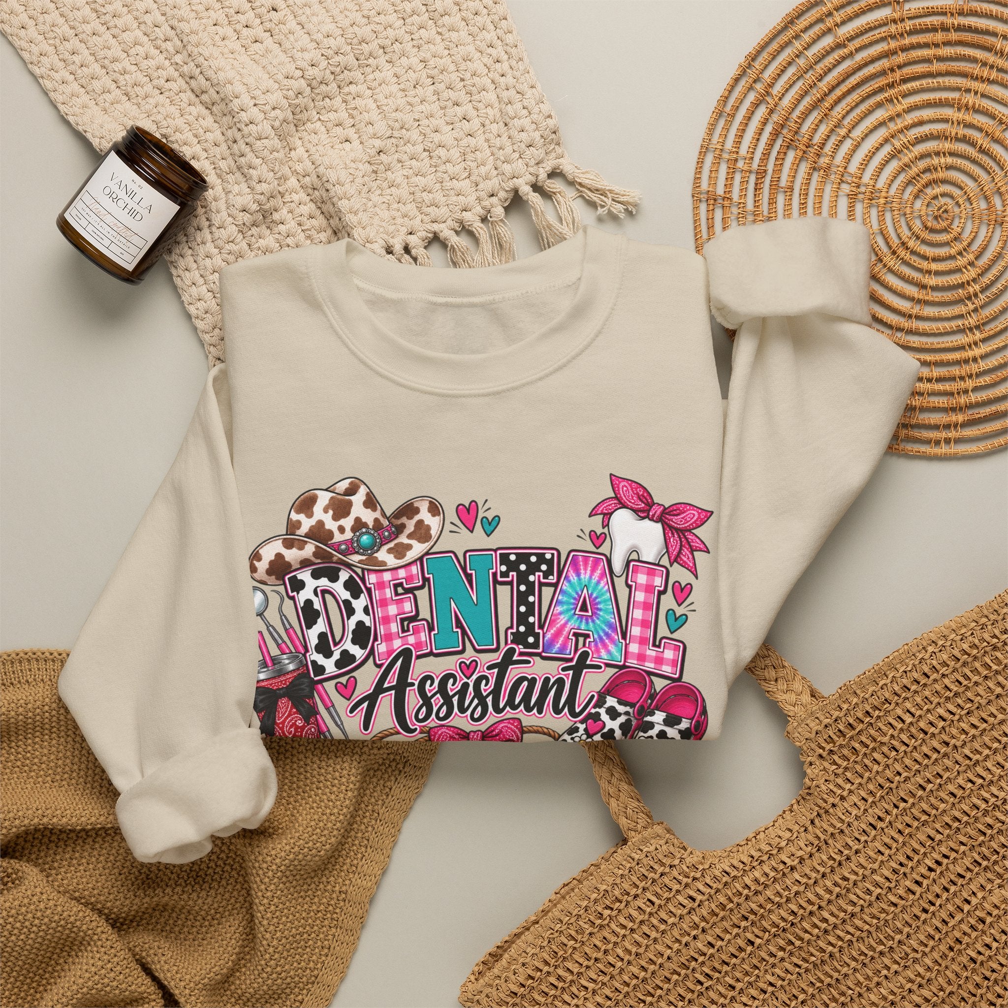 Southern Belle DA Sweatshirt — Cute Leopard & Floral Dental Design