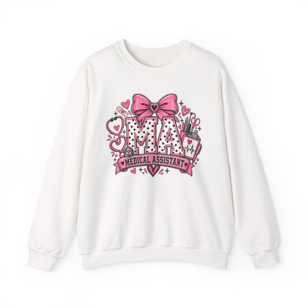 Medical Assistant Crewneck Sweatshirt — Cute Pink MA Design