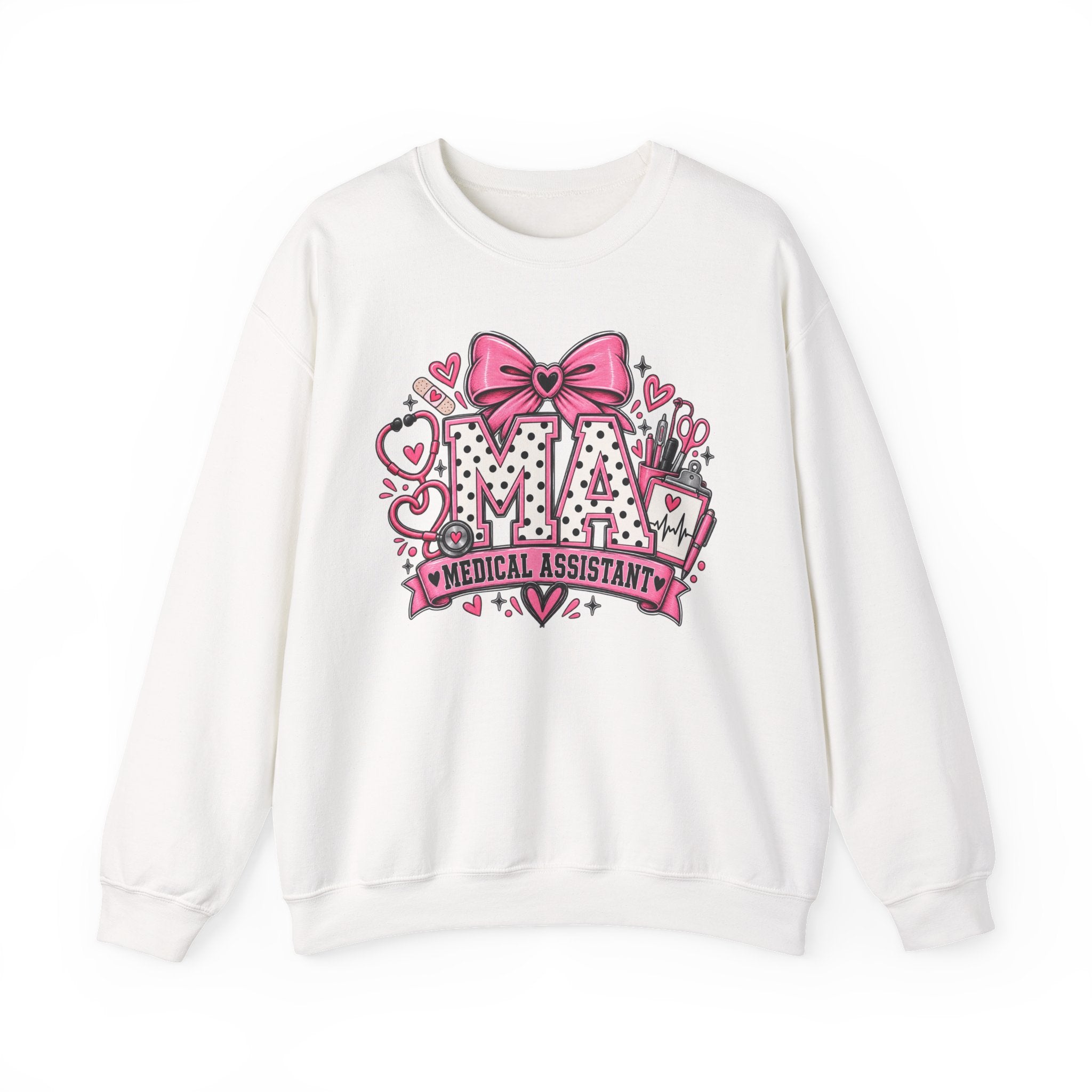 Medical Assistant Crewneck Sweatshirt — Cute Pink MA Design