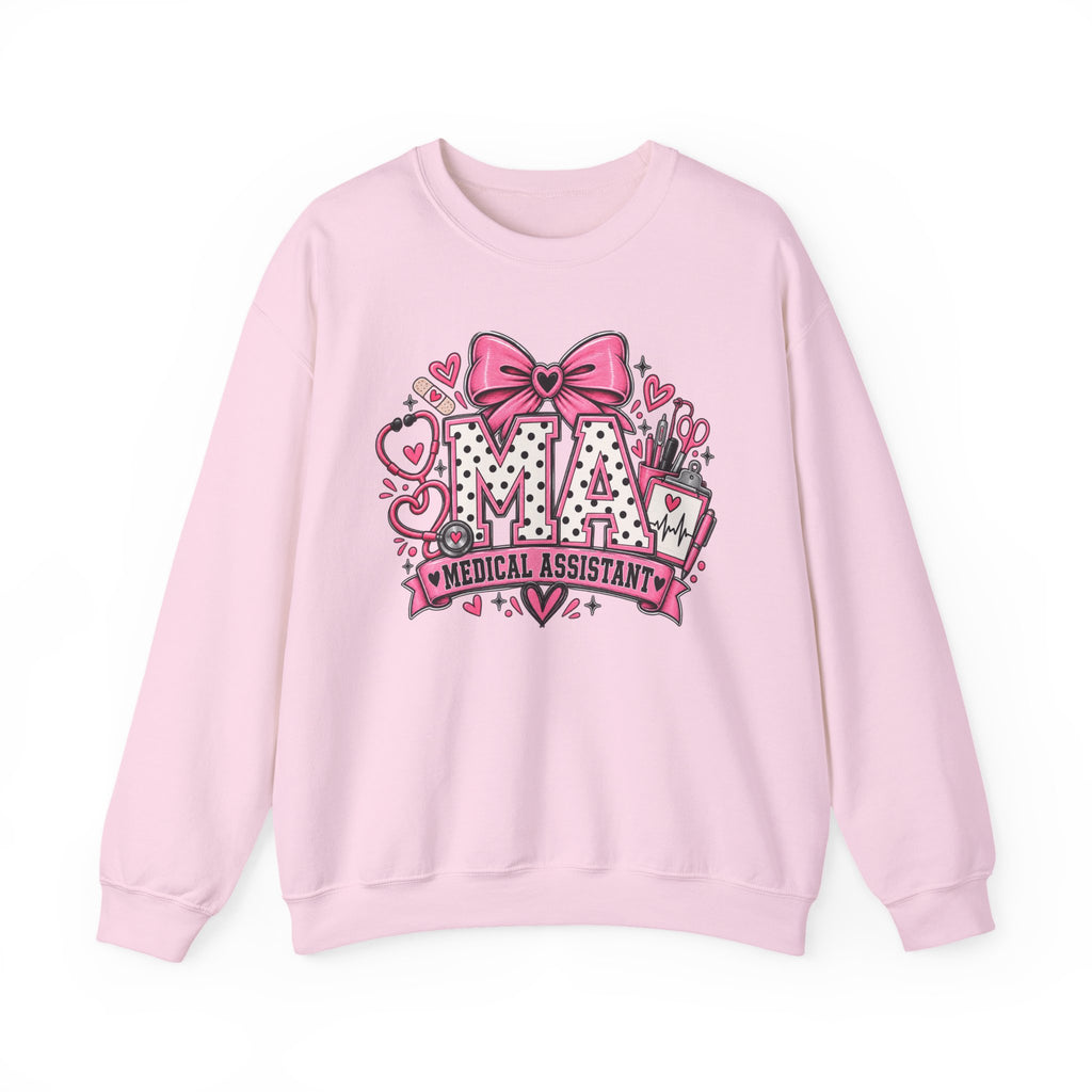 Medical Assistant Crewneck Sweatshirt — Cute Pink MA Design