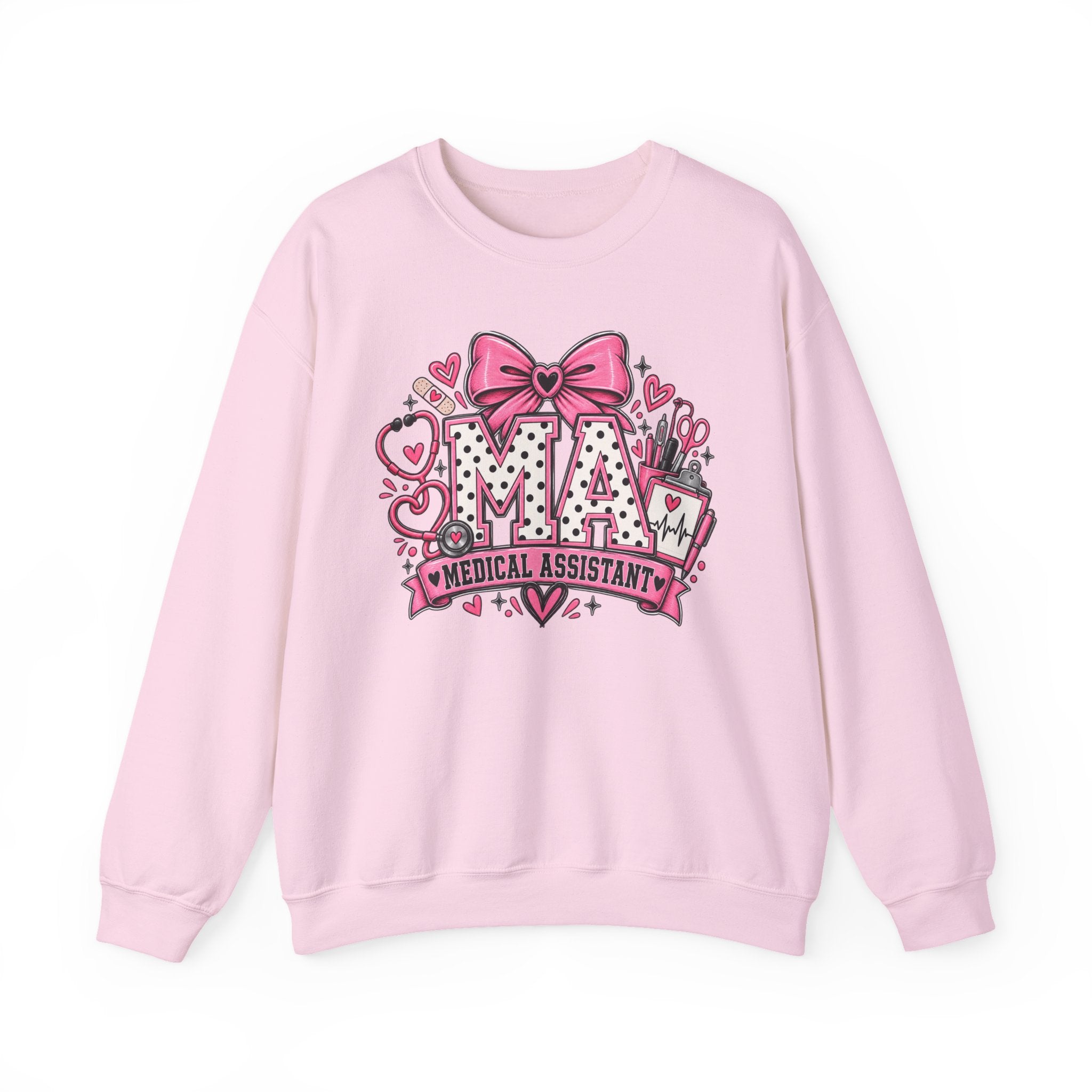 Medical Assistant Crewneck Sweatshirt — Cute Pink MA Design