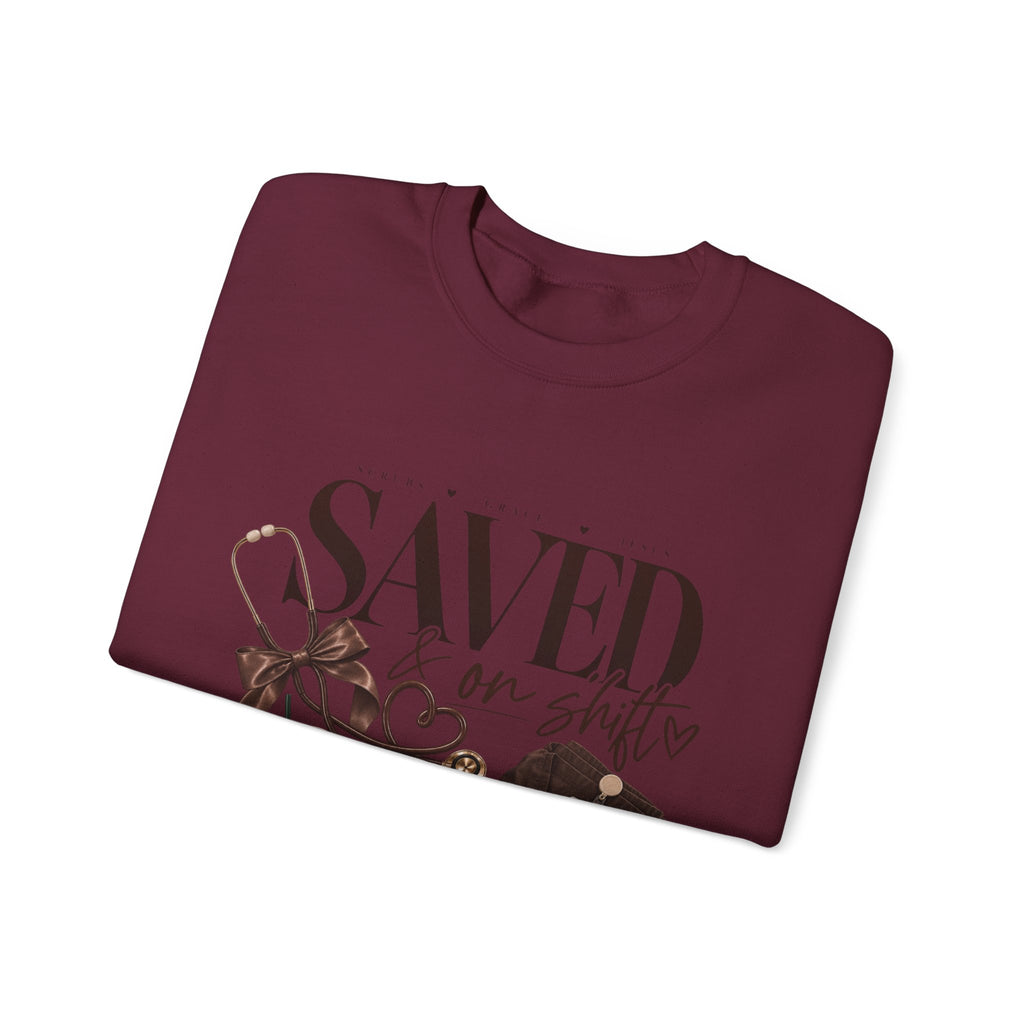 Saved On Shifts Crewneck Sweatshirt — Nurse & Healthcare Worker Gift