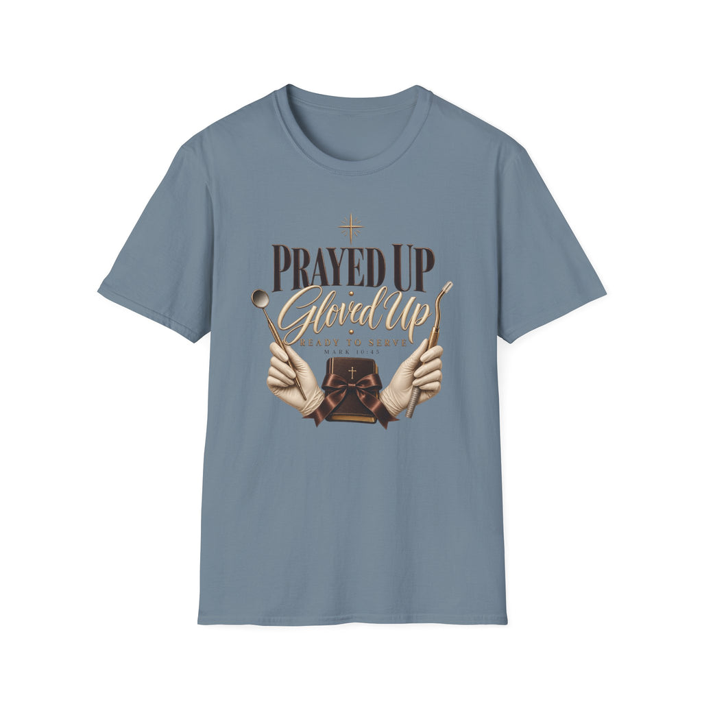 Prayed Up Gloved Up “Ready to Serve” Christian Graphic Tee
