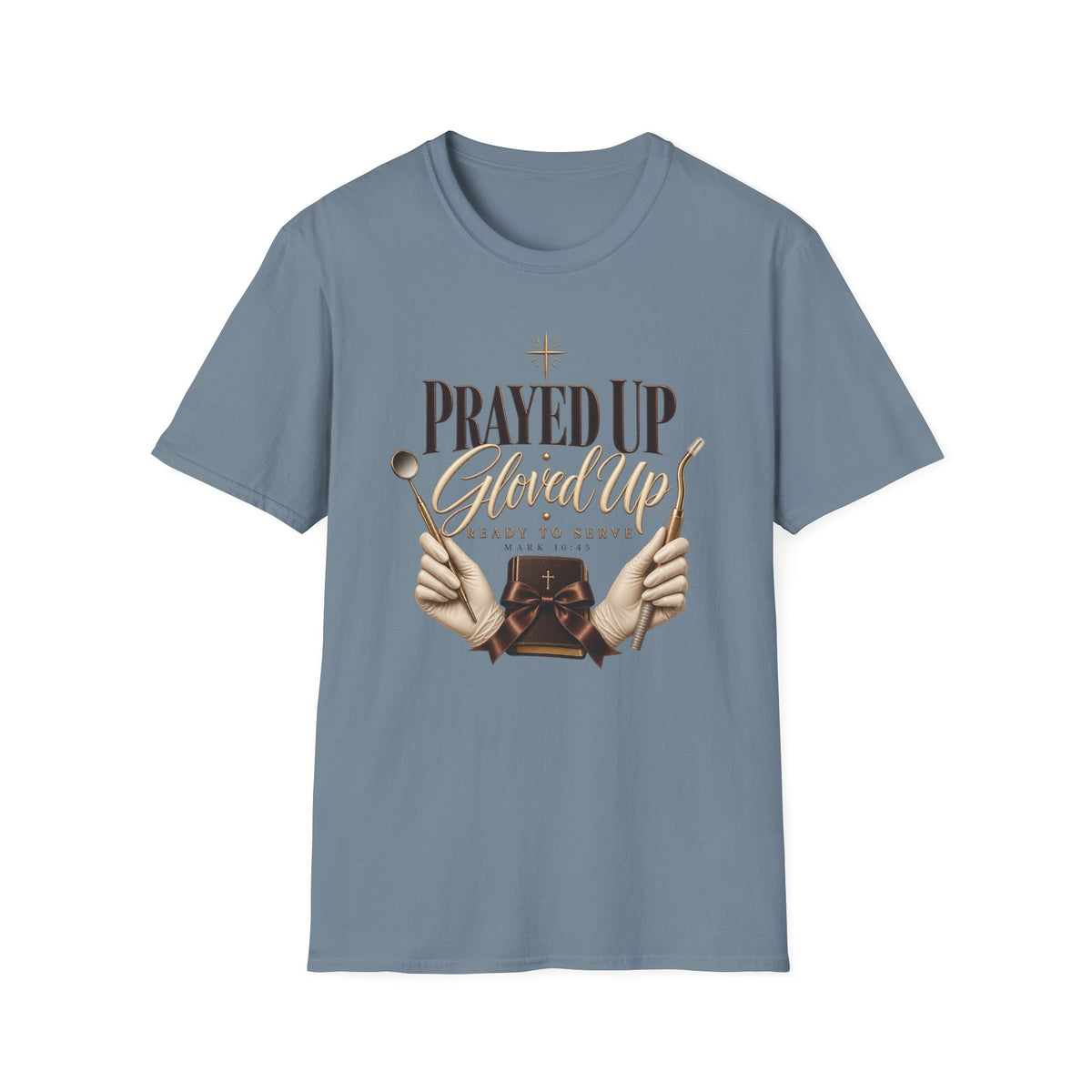 Prayed Up Gloved Up “Ready to Serve” Christian Graphic Tee