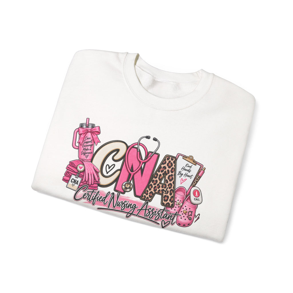 CNA Crewneck Sweatshirt – Cute Pink Certified Nursing Assistant Design