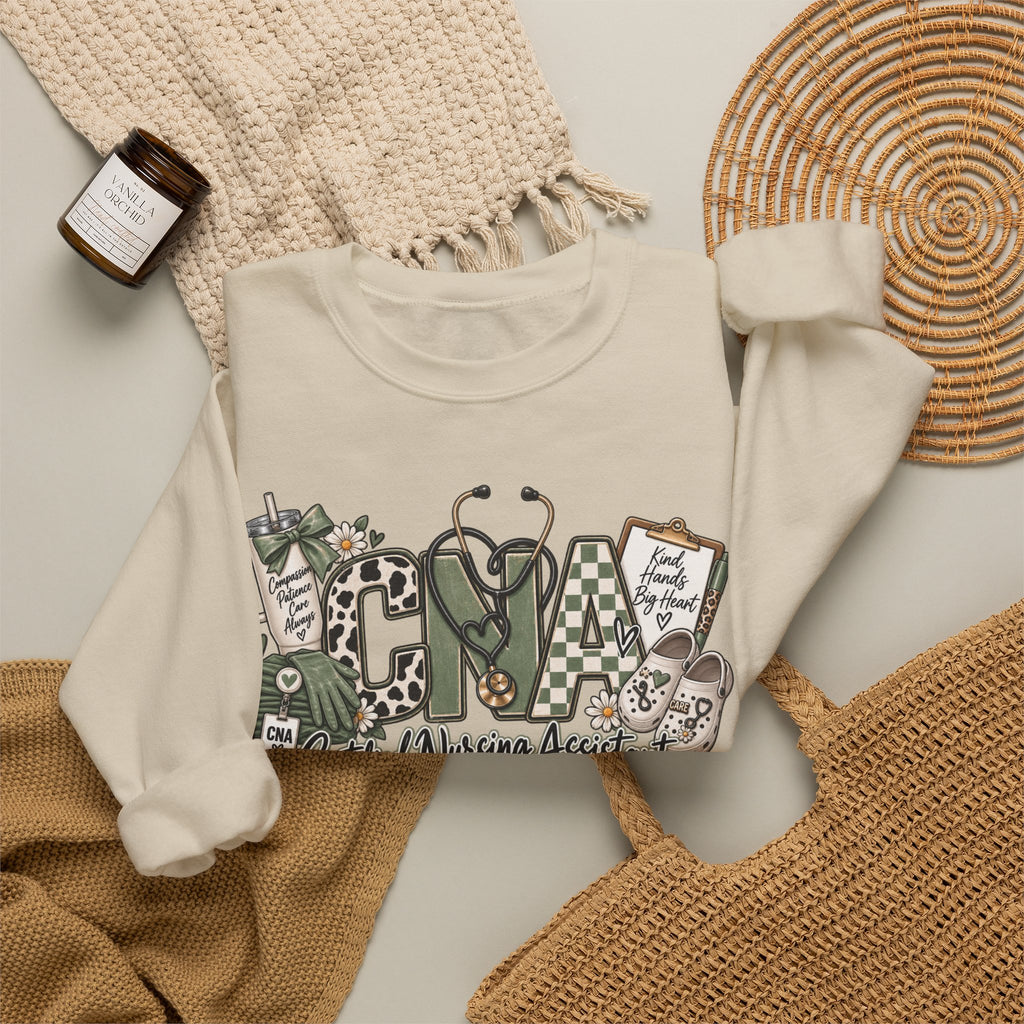 Certified Nurse Assistant Crewneck Sweatshirt — "Certified Nursing Assistant" Graphic Pullover