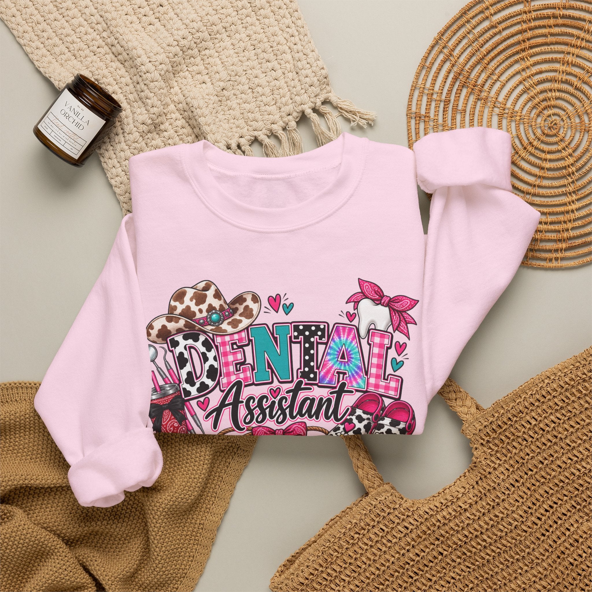 Southern Belle DA Sweatshirt — Cute Leopard & Floral Dental Design