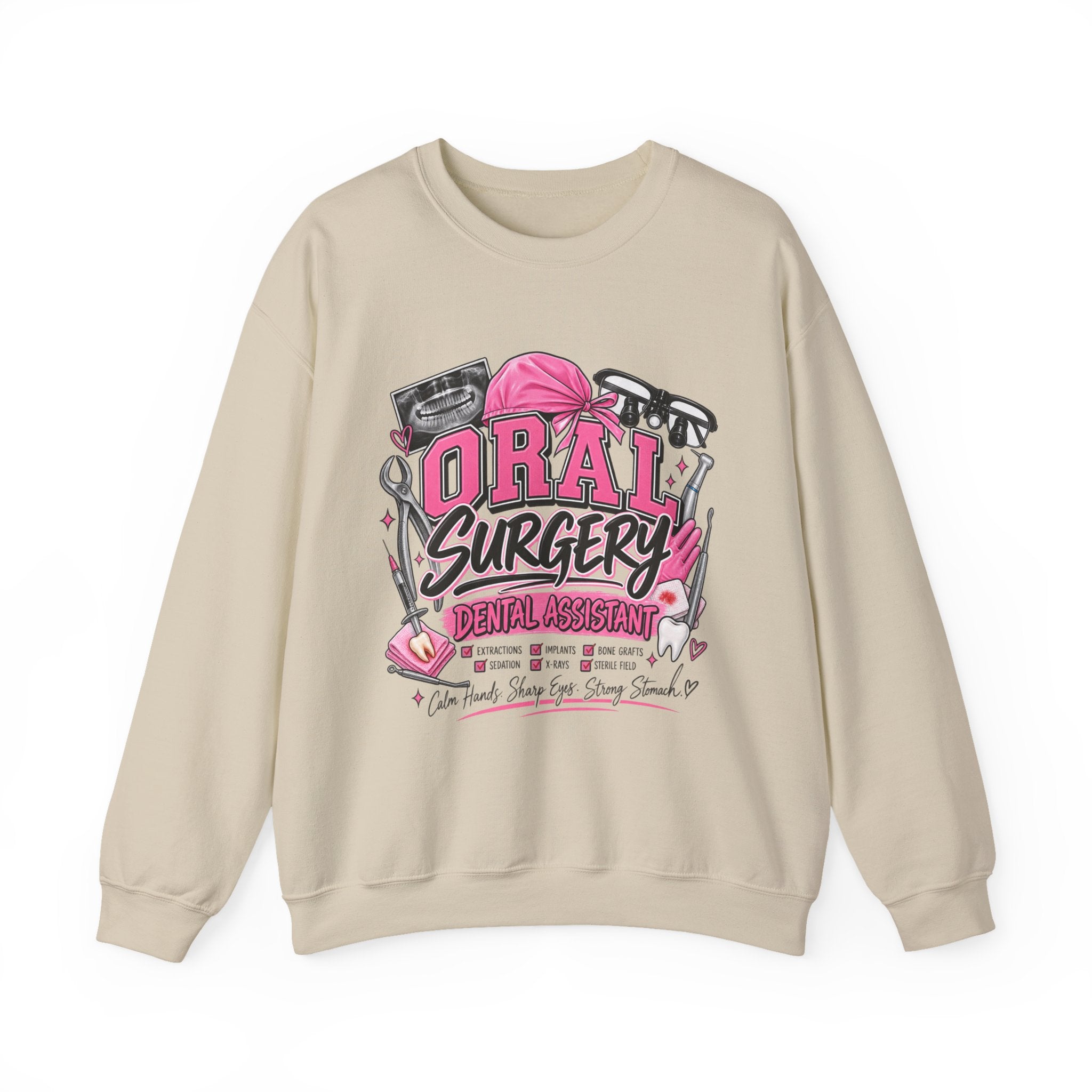 Oral Surgery Dental Assistant Crewneck Sweatshirt — Pink Dental Team Pullover