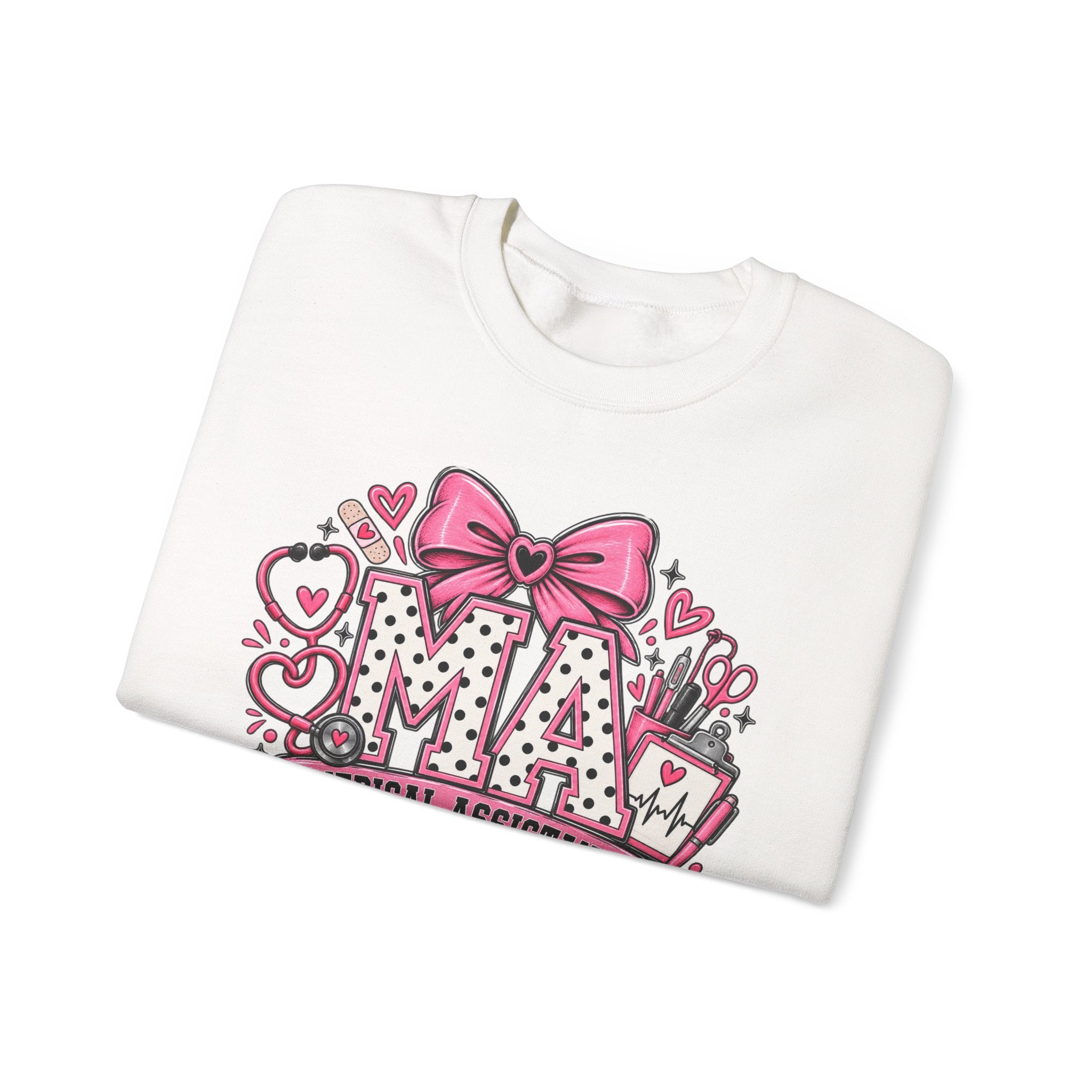 Medical Assistant Crewneck Sweatshirt — Cute Pink MA Design