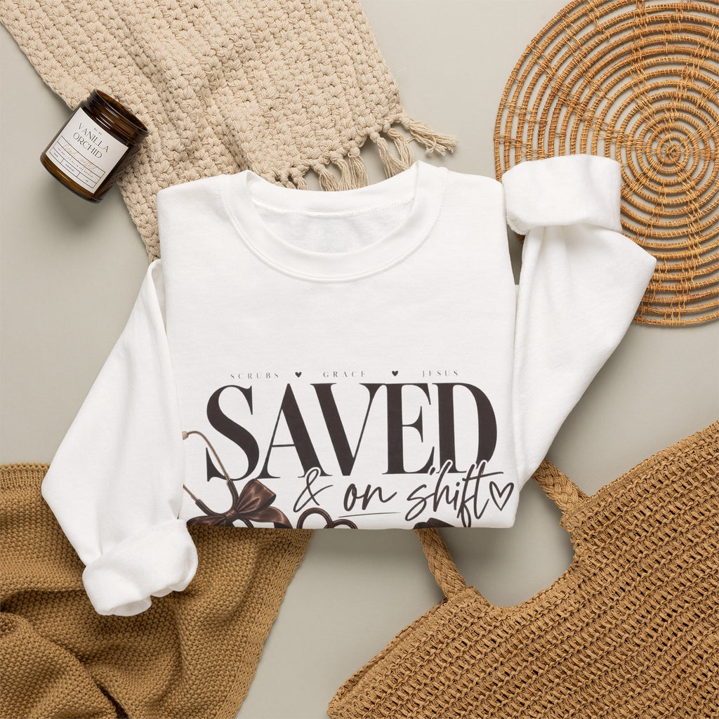 Saved On Shifts Crewneck Sweatshirt — Nurse & Healthcare Worker Gift