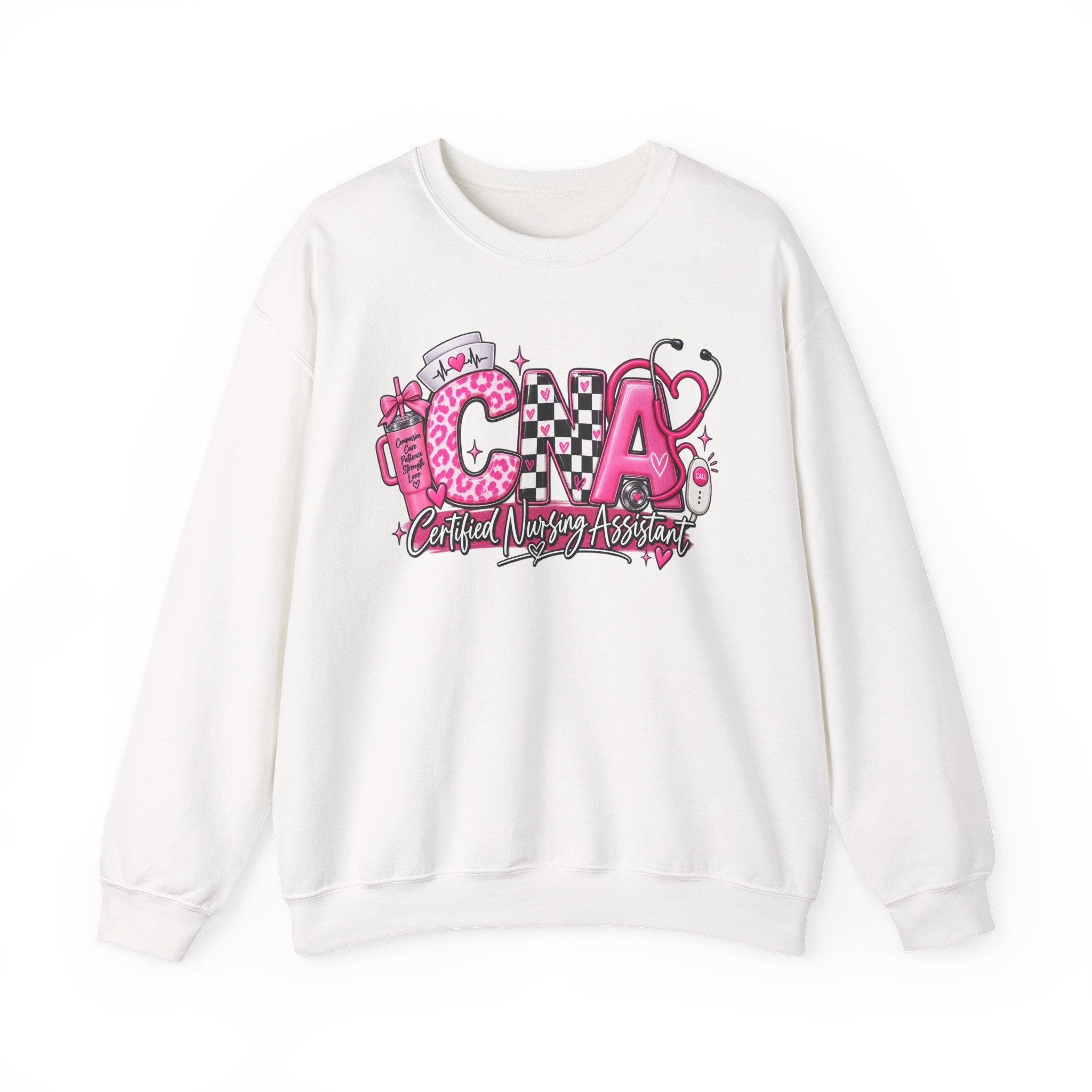 CNA Crewneck Sweatshirt – Pink Nursing Assistant Graphic Pullover