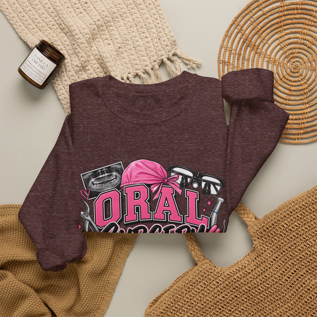 Oral Surgery Dental Assistant Crewneck Sweatshirt — Pink Dental Team Pullover