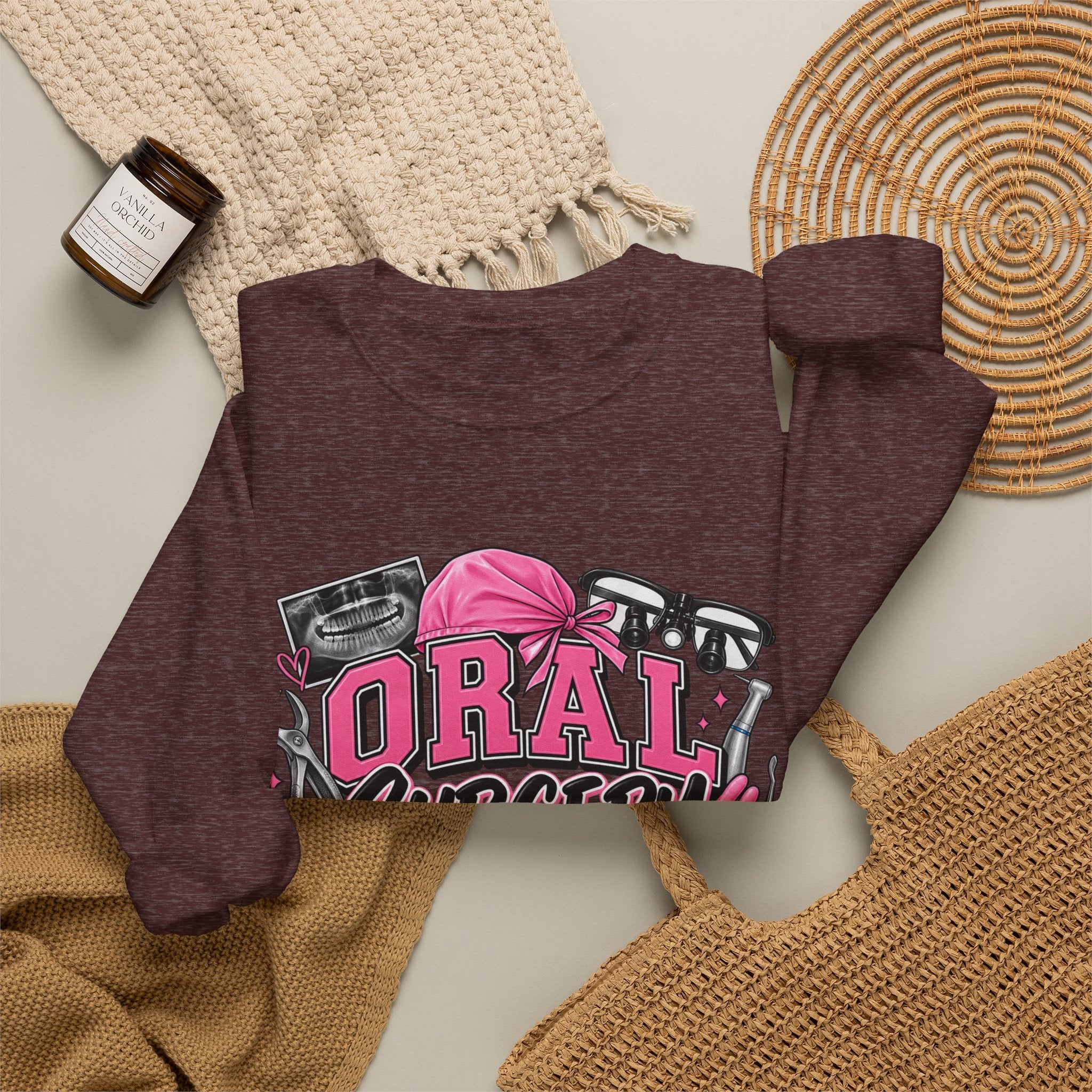 Oral Surgery Dental Assistant Crewneck Sweatshirt — Pink Dental Team Pullover