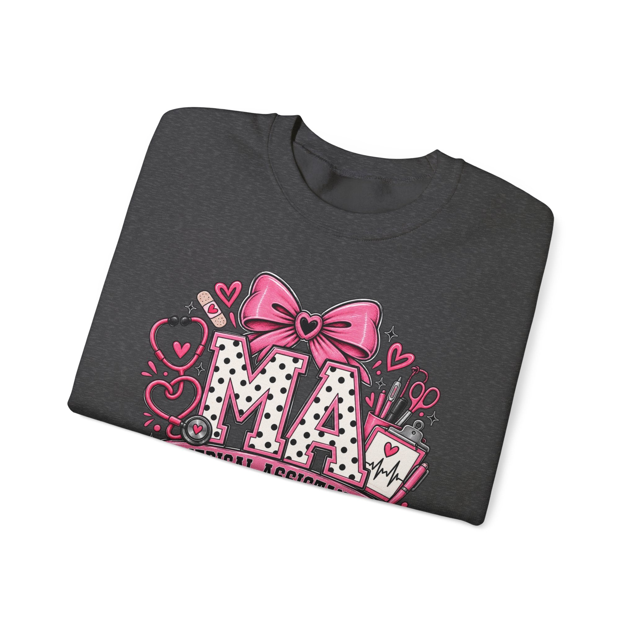 Medical Assistant Crewneck Sweatshirt — Cute Pink MA Design