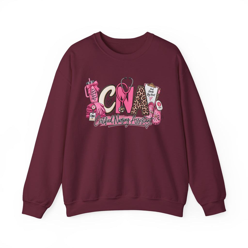 CNA Crewneck Sweatshirt – Cute Pink Certified Nursing Assistant Design