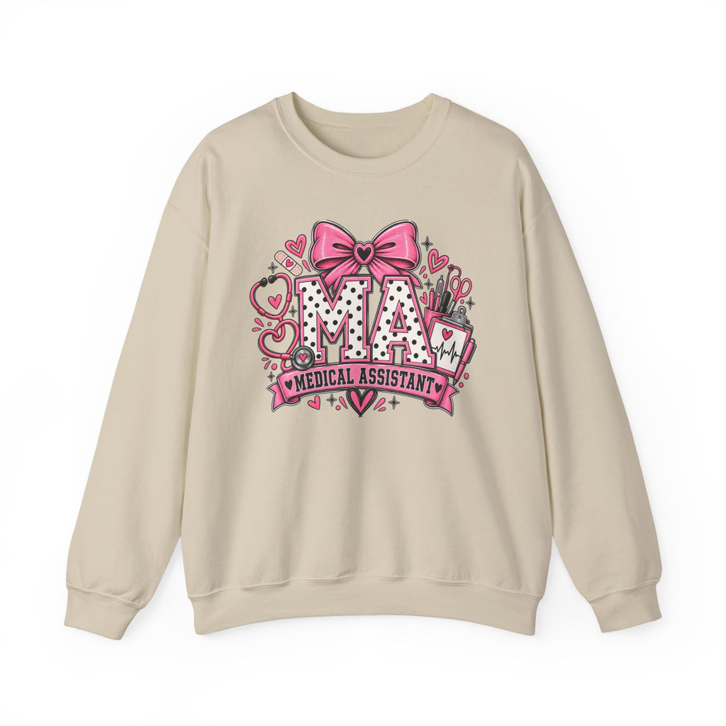 Medical Assistant Crewneck Sweatshirt — Cute Pink MA Design