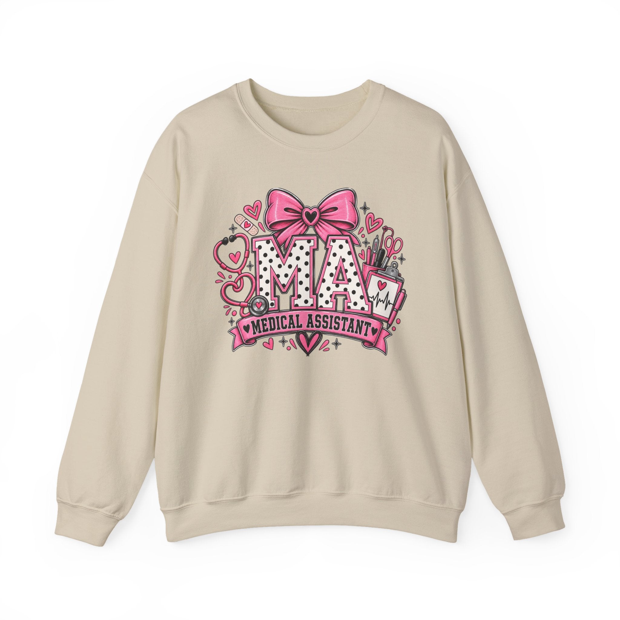 Medical Assistant Crewneck Sweatshirt — Cute Pink MA Design