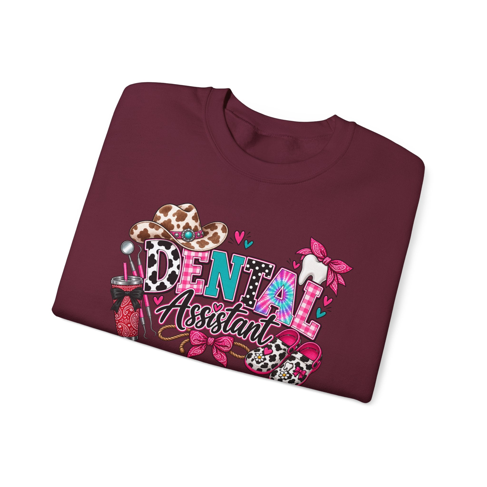 Southern Belle DA Sweatshirt — Cute Leopard & Floral Dental Design