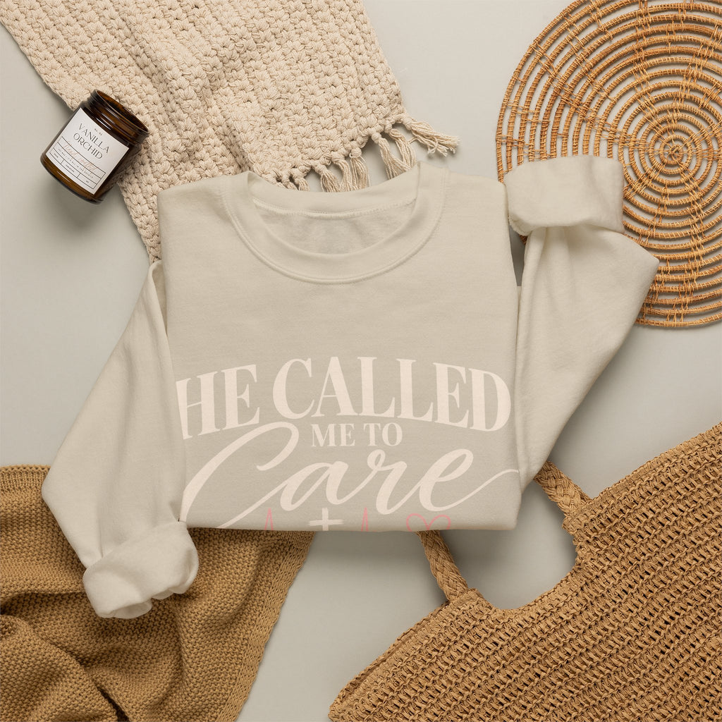 He Called Me to Care Sweatshirt — Christian Nurse Healthcare Crewneck